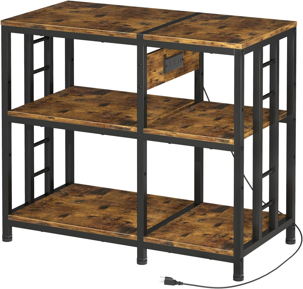 Reinforced 40-50 Gallon Aquarium Stand with Power Outlet, Ultra-Stable 720LBS Capacity Metal Fish, Tank Stand for Reptile/Aquatic Setups, 5-Tier Adjustable 37'x19' Steel Shelving System
