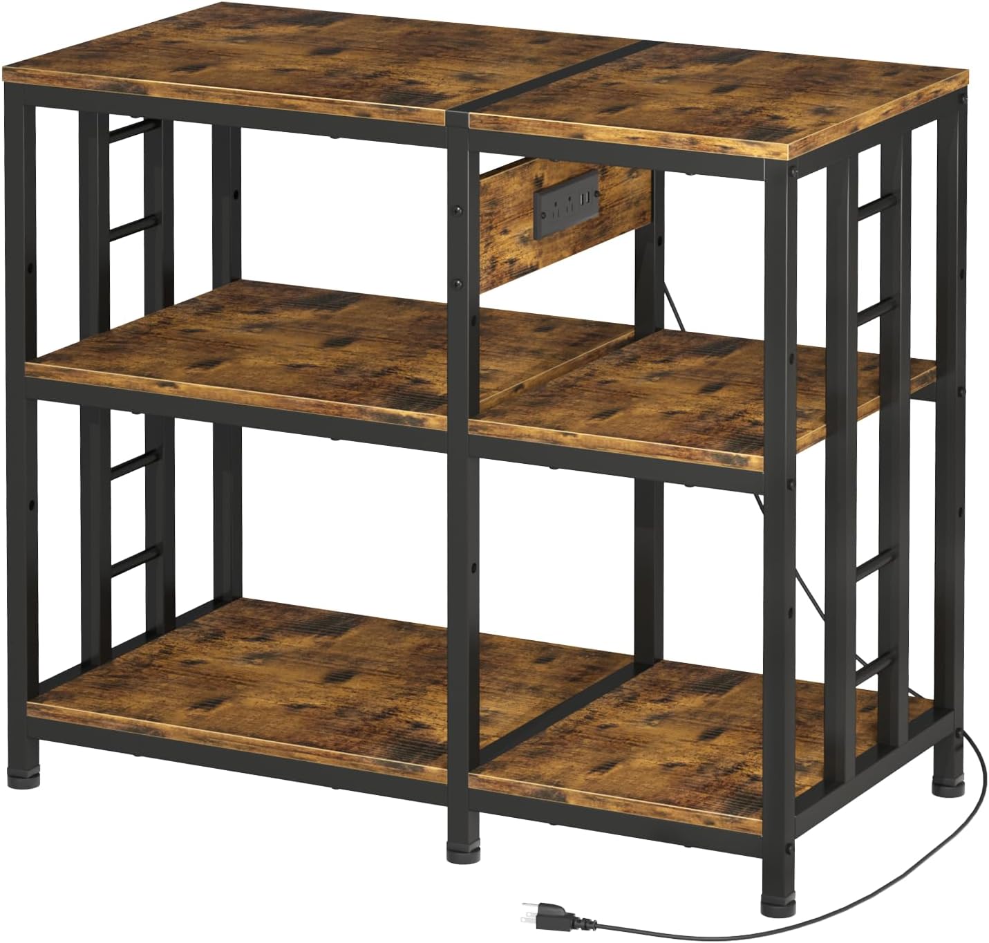 Reinforced 40-50 Gallon Aquarium Stand with Power Outlet, Ultra-Stable 720LBS Capacity Metal Fish, Tank Stand for Reptile/Aquatic Setups, 5-Tier Adjustable 37'x19' Steel Shelving System