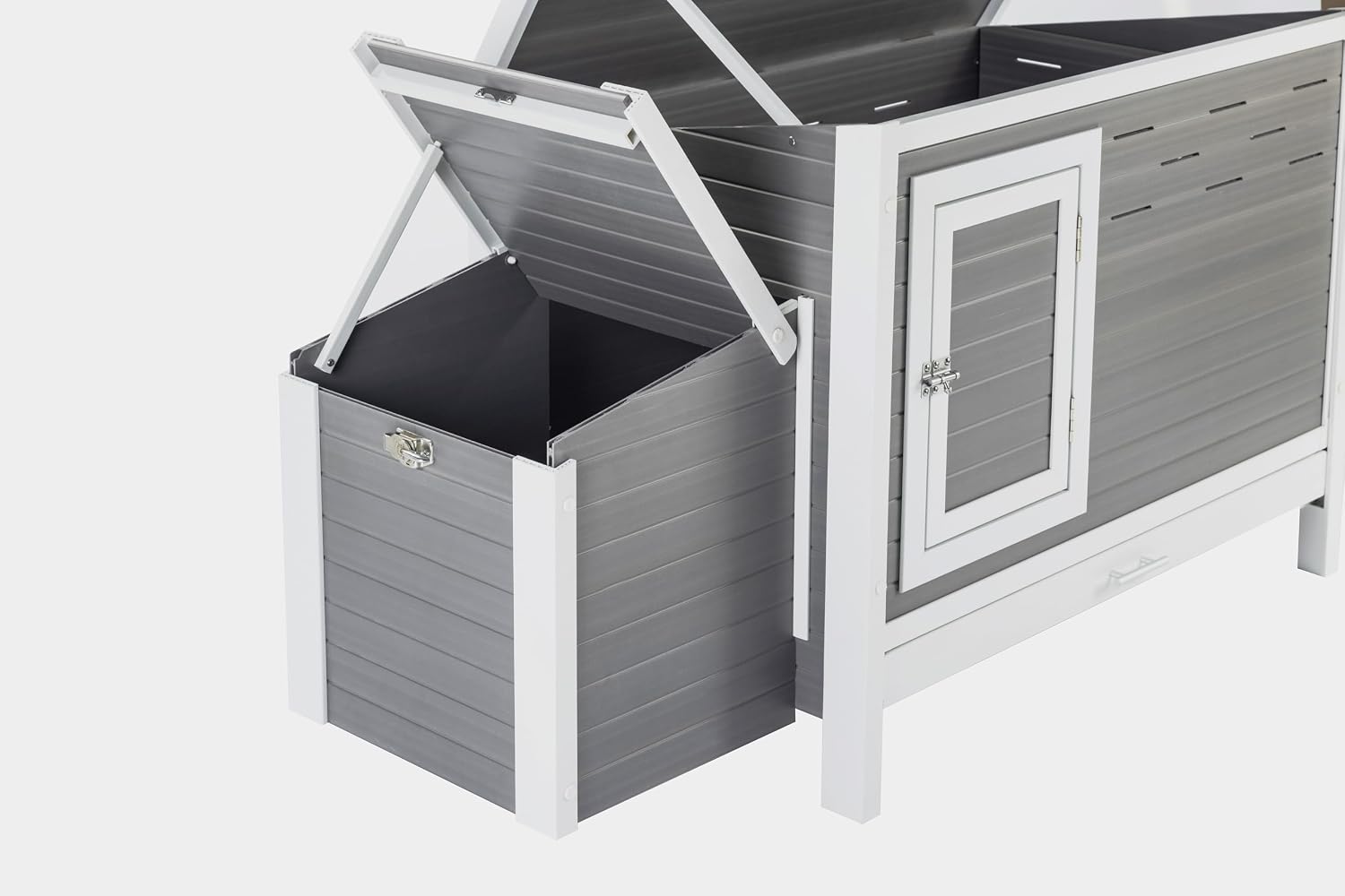 New Age Pet ECOFLEX Fontana Premier Chicken Barn, Weather Resistant Gray Coop with Easy Clean Pull Out Tray, Nesting Box, Hinged Roof, Easy No Tool Assembly for 2 to 4 Chickens