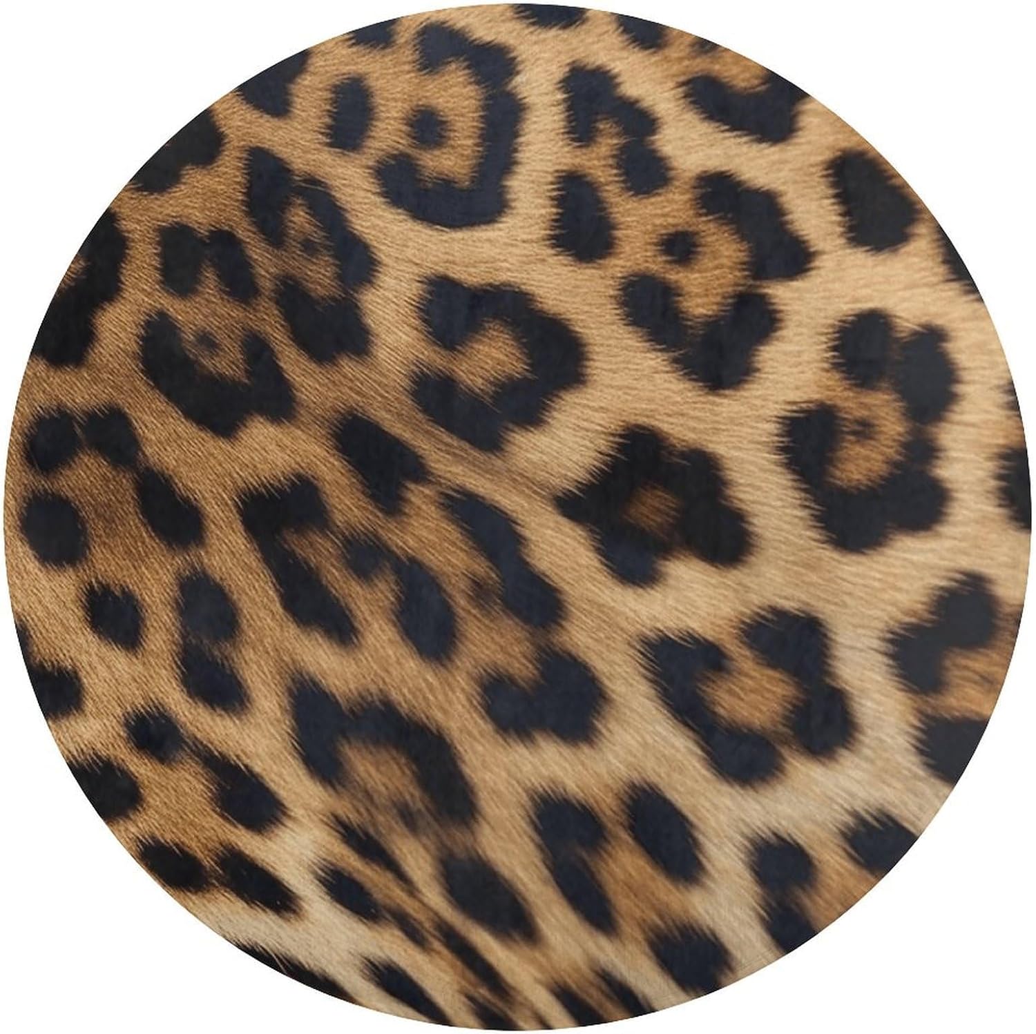 Rough Leopard Print Coral Velvet Round Floor Mat Non-Slip Bath Rug Floor Covering for Bathroom Vanity Guest Suite & Vacation Home