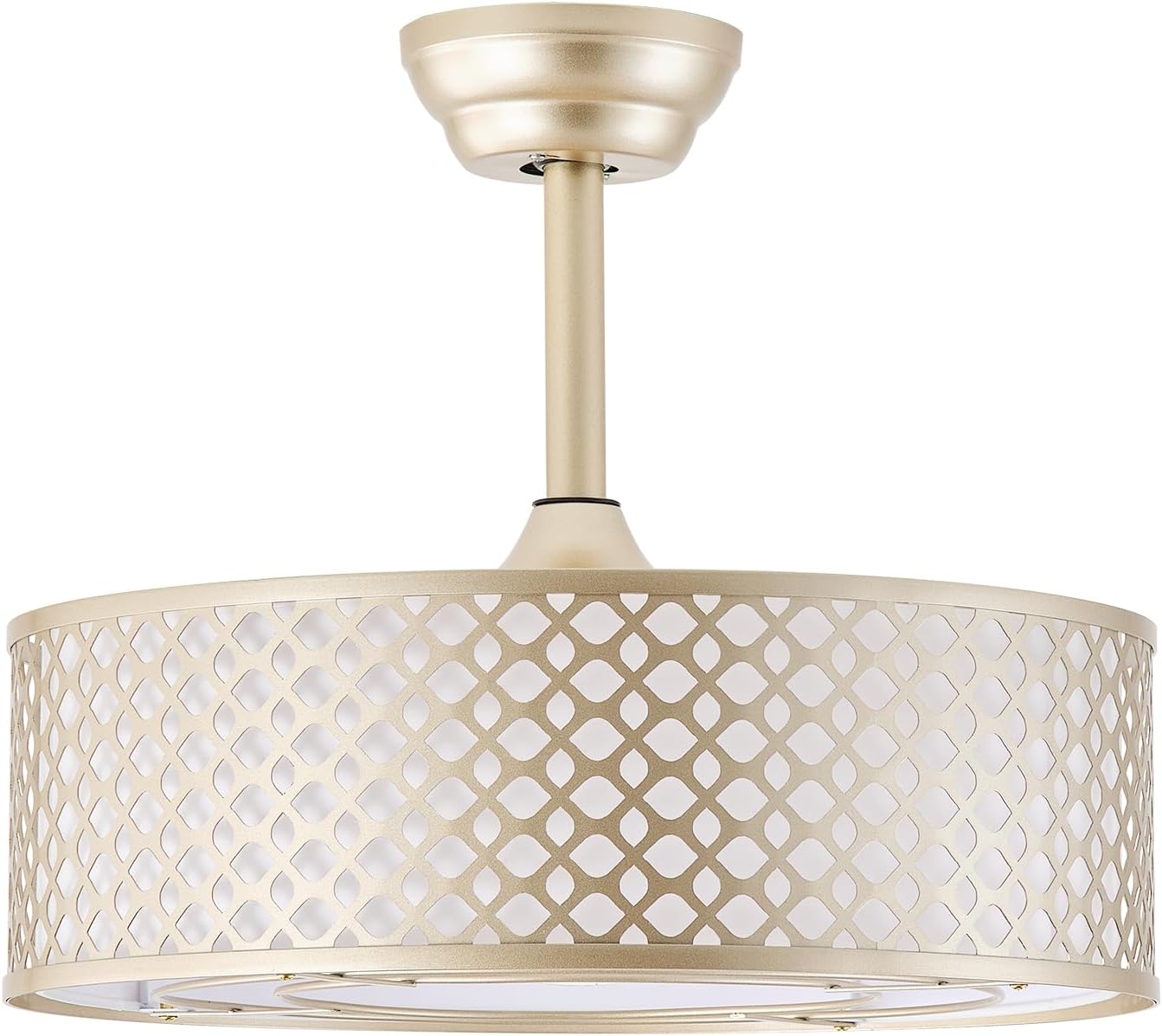Gold Fandelier Ceiling Fan with Light, 20' Caged Boho Ceiling Fans with Lights and Remote, Mid Century with 6 Speeds for Bedroom, Living Room, Nursery