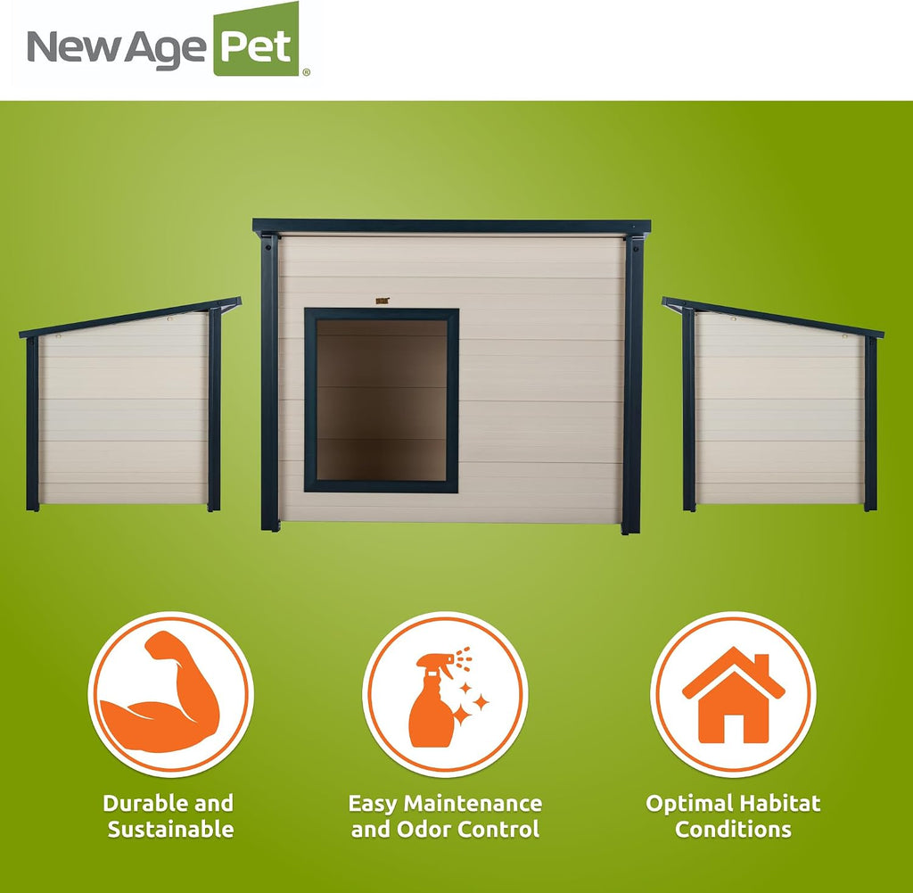 New Age Pet ECOFLEX Rustic Lodge Dog House, Jumbo, Weather Resistant, Easy Assembly, Elevated Floor, Non Toxic, Durable Composite