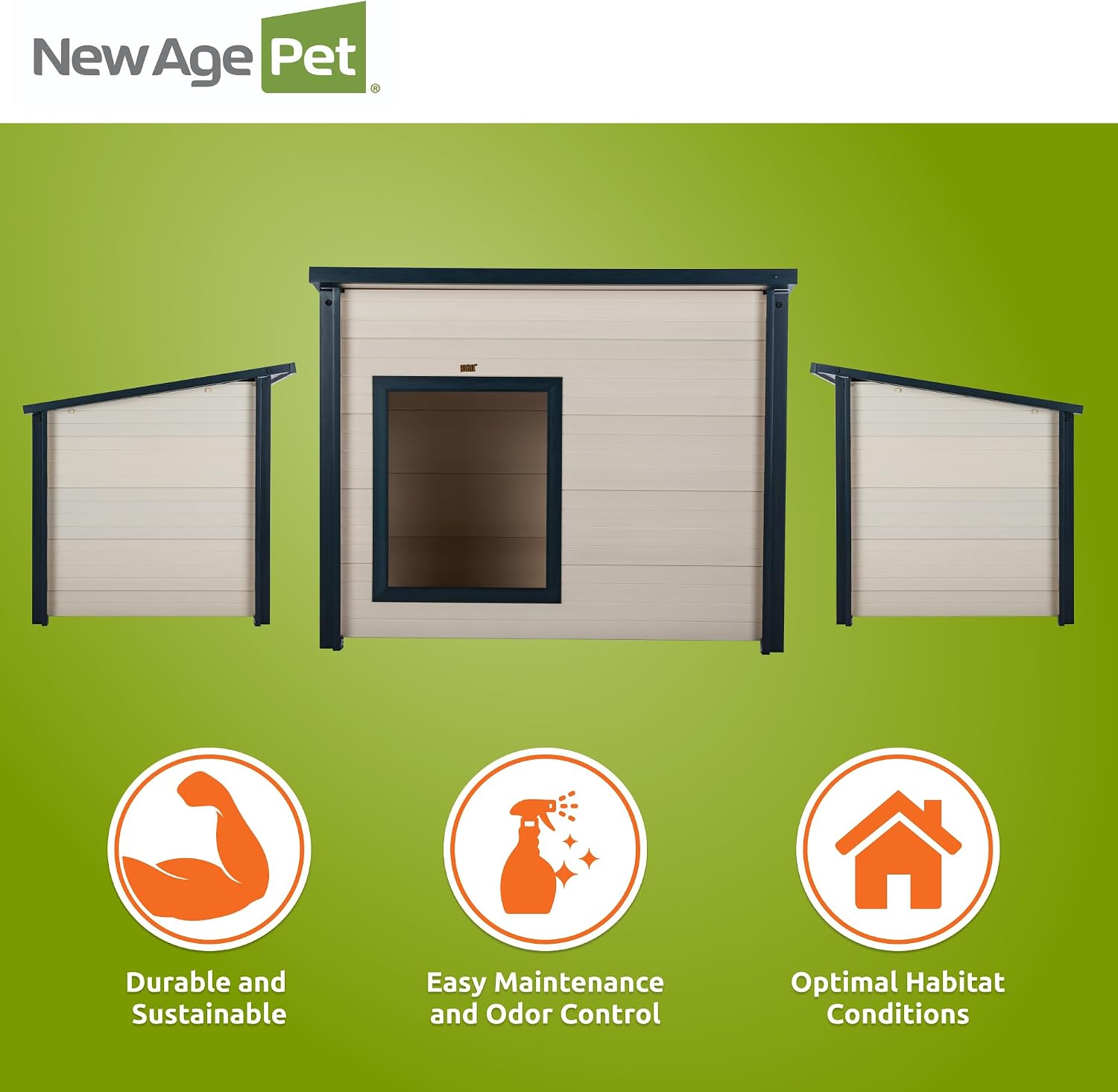 New Age Pet ECOFLEX Rustic Lodge Dog House, Jumbo, Weather Resistant, Easy Assembly, Elevated Floor, Non Toxic, Durable Composite