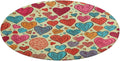 Colorful Heart Pattern Coral Velvet Round Floor Mat Non-Slip Bath Rug Floor Covering for Bathroom Vanity Guest Suite & Vacation Home
