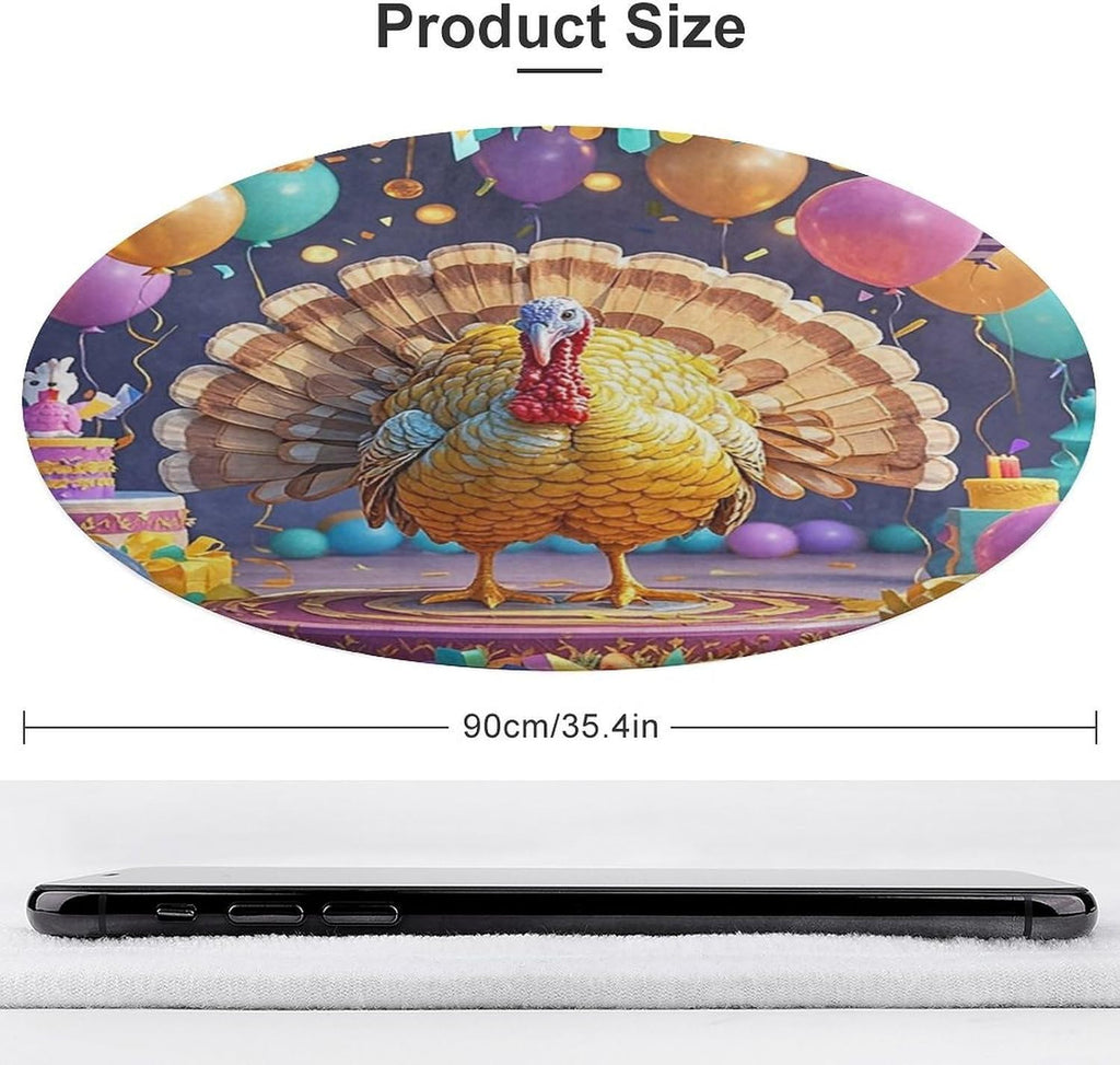 Turkey Party Coral Velvet Round Floor Mat Non-Slip Bath Rug Floor Covering for Bathroom Vanity Guest Suite & Vacation Home