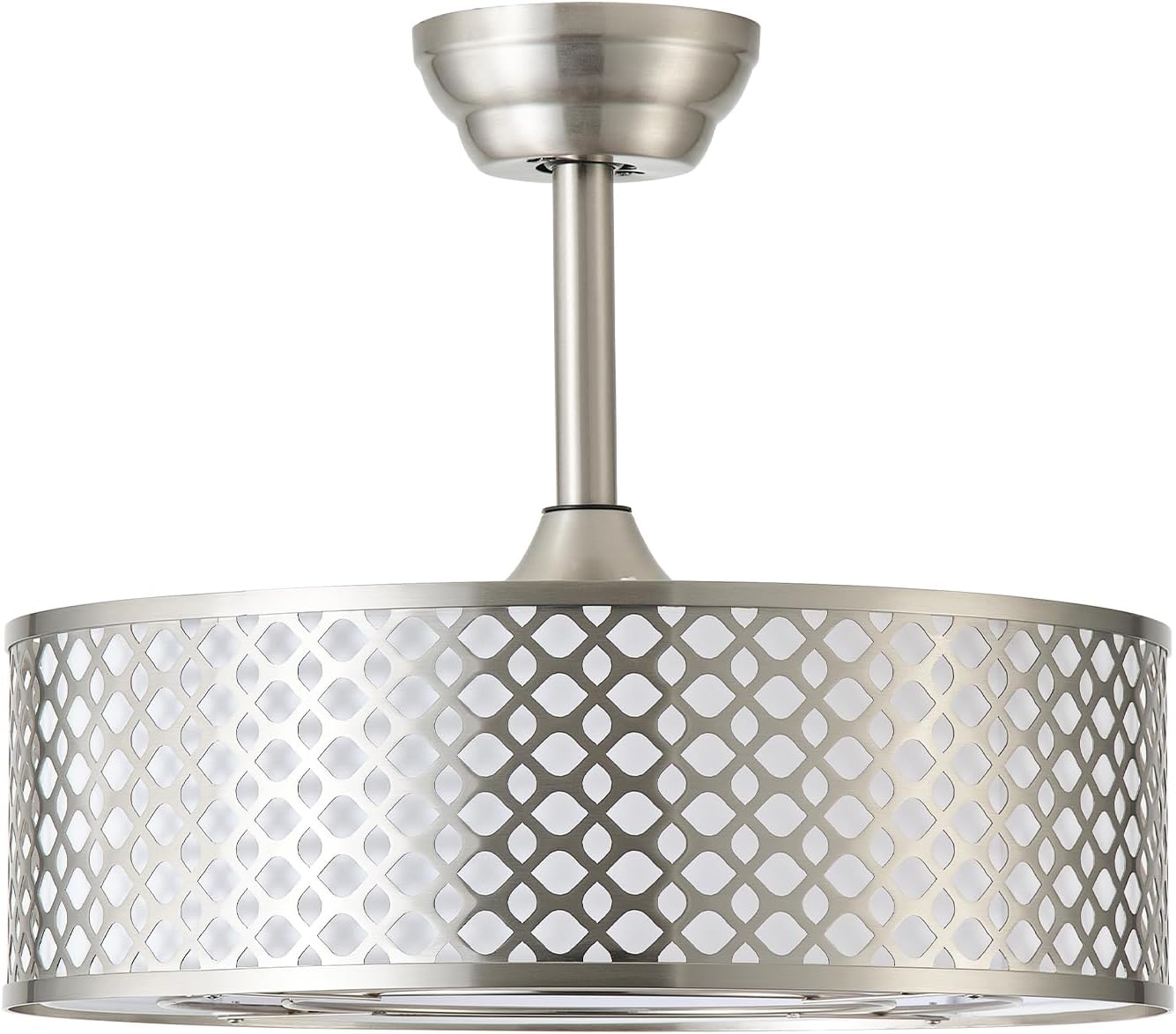 Silver Fandelier Ceiling Fan with Light, 20' Caged Boho Ceiling Fans with Lights and Remote, Mid Century with 6 Speeds for Bedroom, Living Room, Nursery