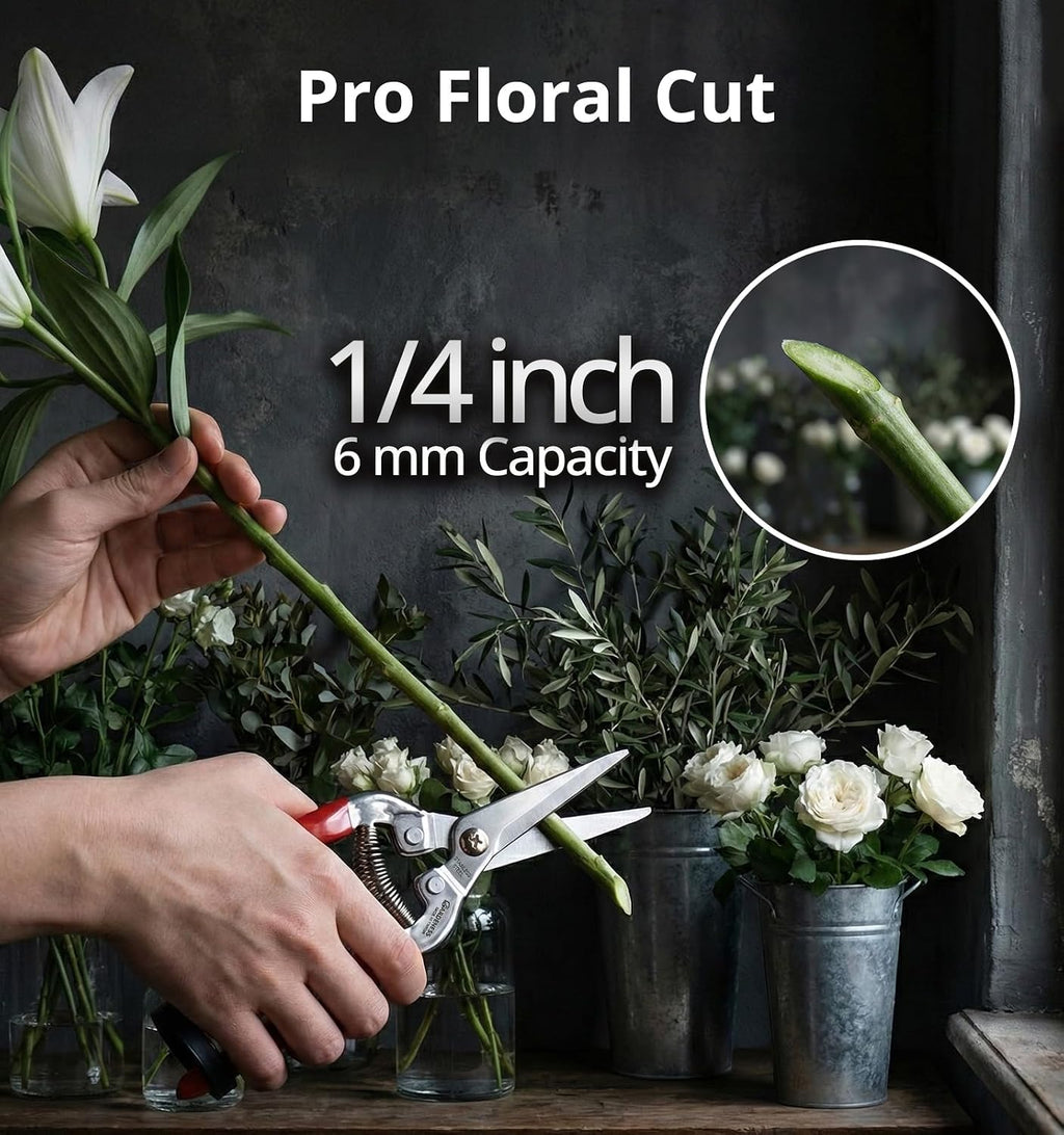 Gardeness 12PCS Pruning Shear Straight Pruning Snip with Stainless Steel Serrated Blade, Adjustable Joint Screw Micro Tip Garden Scissor for Arranging, Trimming, Harvesting Fruit, Vegetables