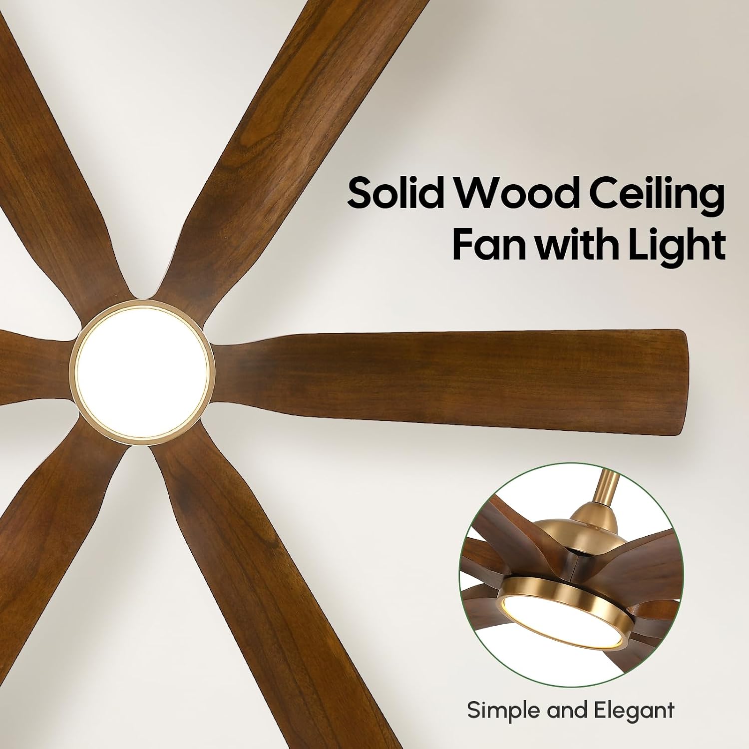 72 Inch Smart Outdoor Ceiling Fan with Lights, Brass Gold with 6 Solid Wood Walnut Blades, Modern Farmhouse, Alexa/App/Remote Control, 9268 CFM Quiet DC Motor, for Large Room Exterior Gazebo Patio