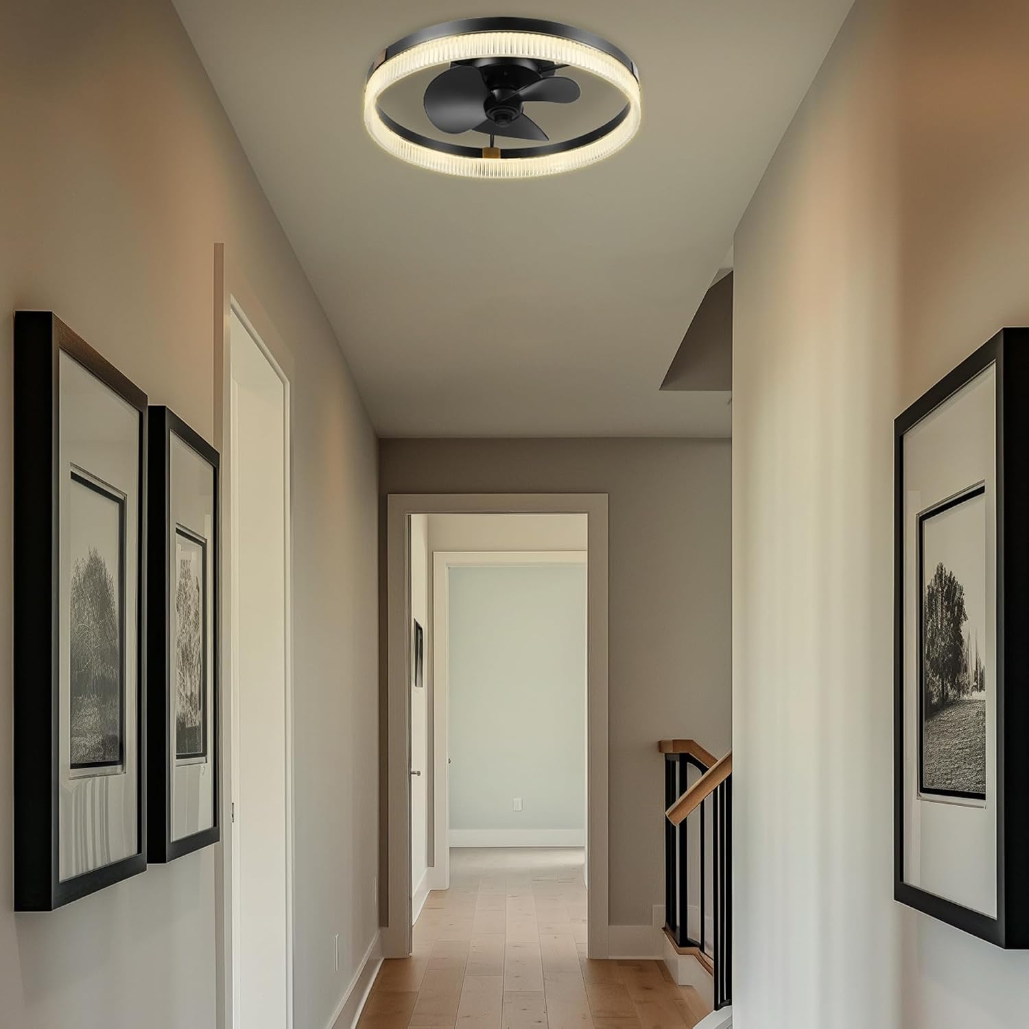 Globe Electric 37000113 20' Ceiling Fan with LED Light, Remote Control, WhisperQuiet DC Motor, 6 Speeds, Matte Black