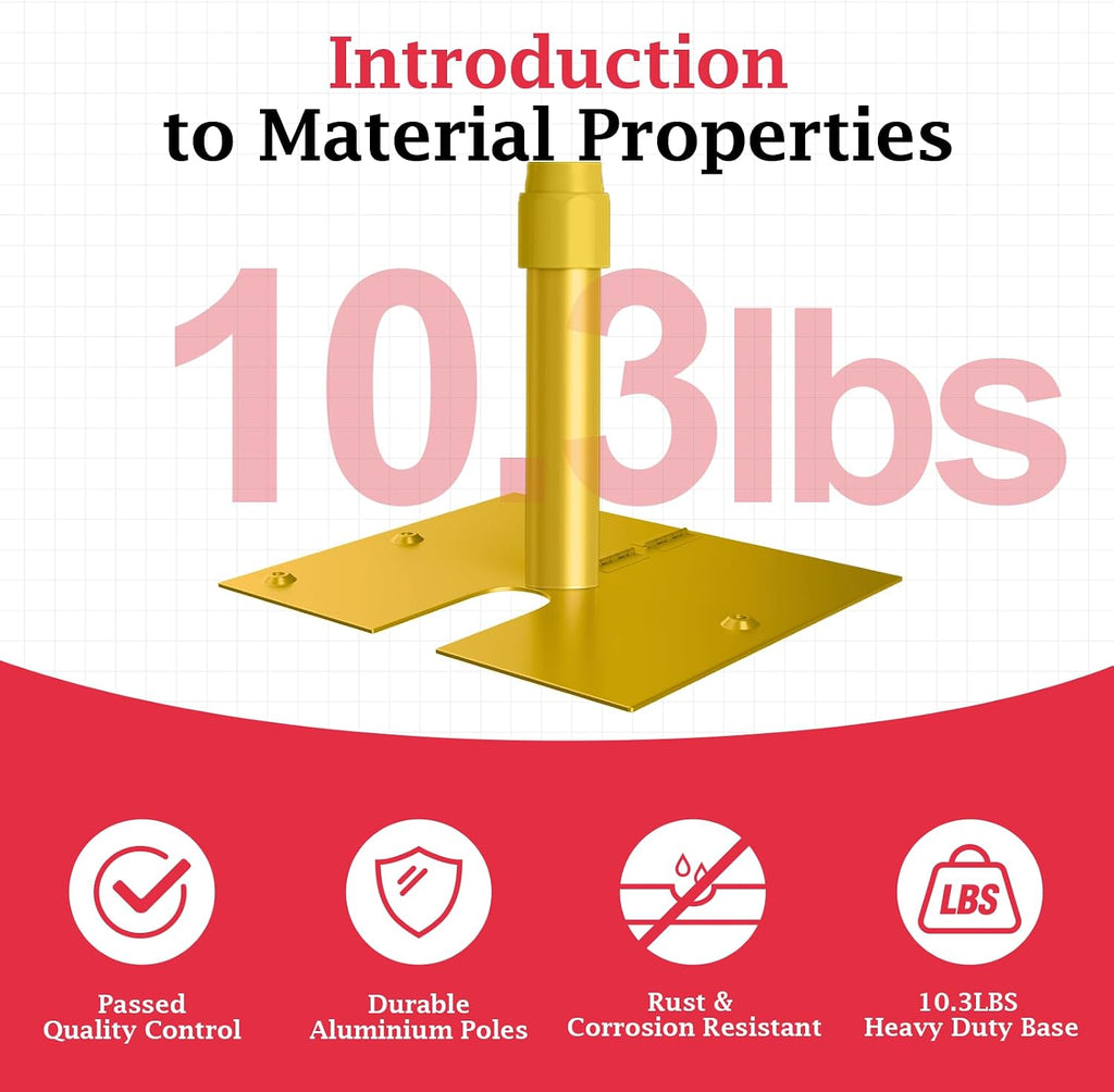 EMART Pipe and Drape Backdrop Stand Kit, 8.9ftx10ft Heavy Duty Adjustable Photo Background, Metal Frame with Flat Base for Wedding, Birthday Party, Banquet Decorations - Gold