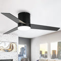 Low Profile Ceiling Fans with Lights and Remote, 48 Inch Bedroom Ceiling Fans Flush Mount, Indoor/Outdoor Fans for Patios, Reversible 3 Blades, Noiseless, Color Temp Adjusted, DOE ETL Tested (Black)