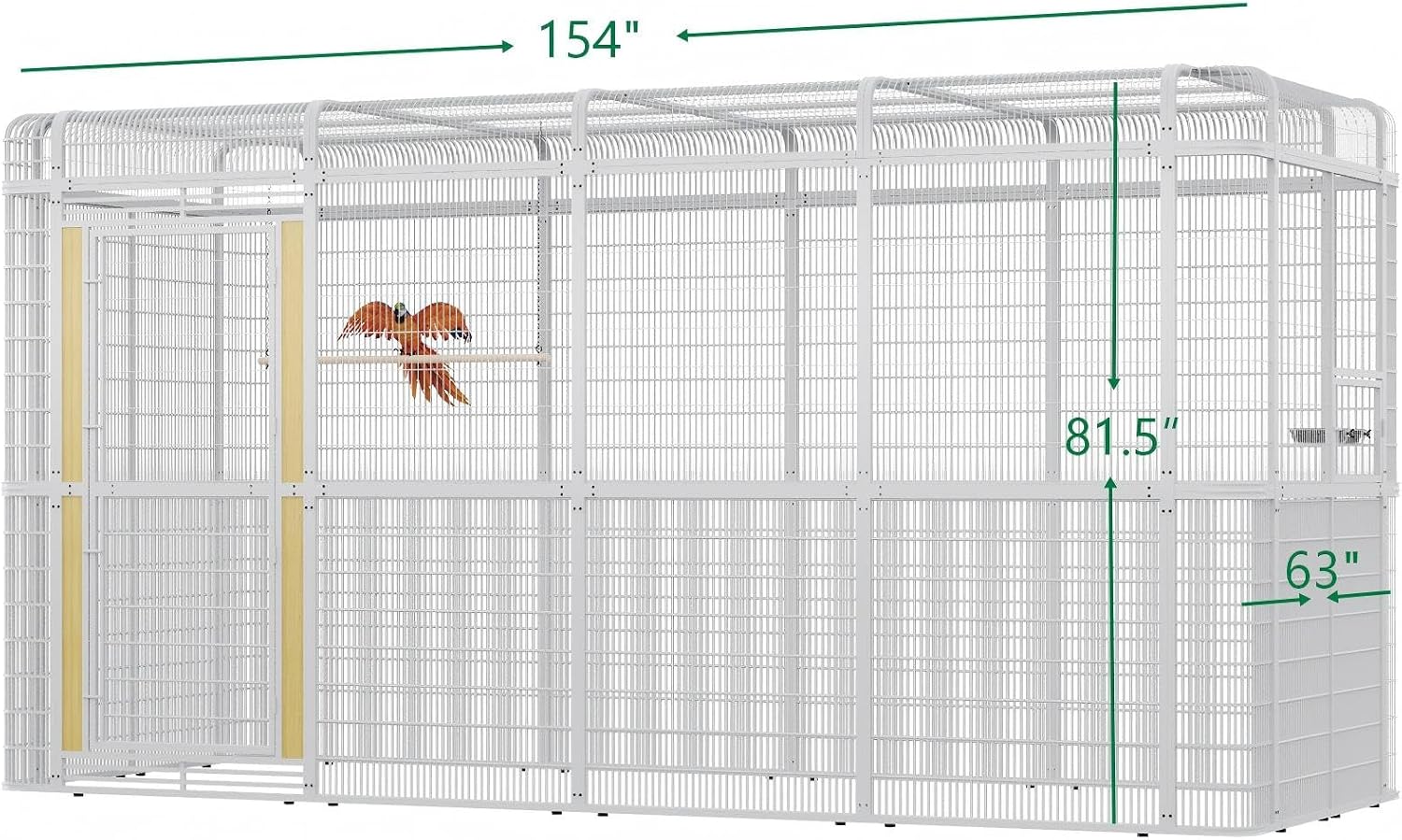 154' Heavy Duty Outdoor Walk-in Bird Cage - Carbon Crystal Board & Metal Aviary for Macaws, Budgies, Conures, Lovebirds & More - Spacious Flight Cage for Large & Small Birds