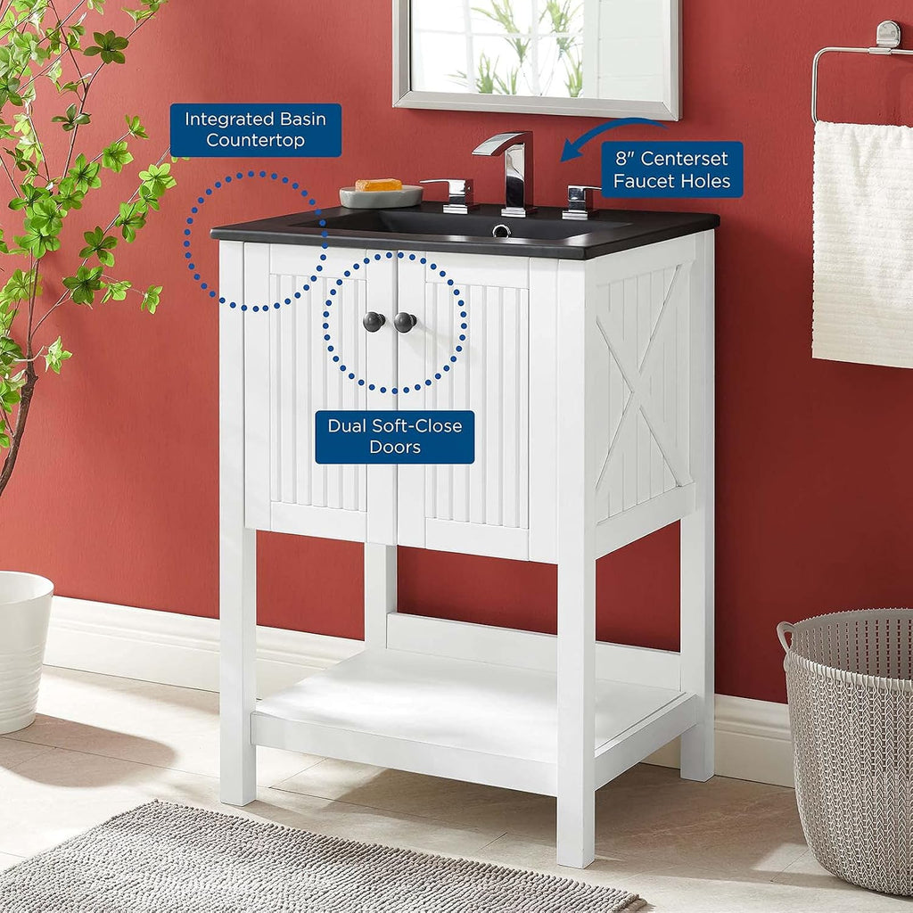 Sink Vanity Cabinet, Wood, White Black, Modern Contemporary, Hotel Bedroom Bathroom Master Suite