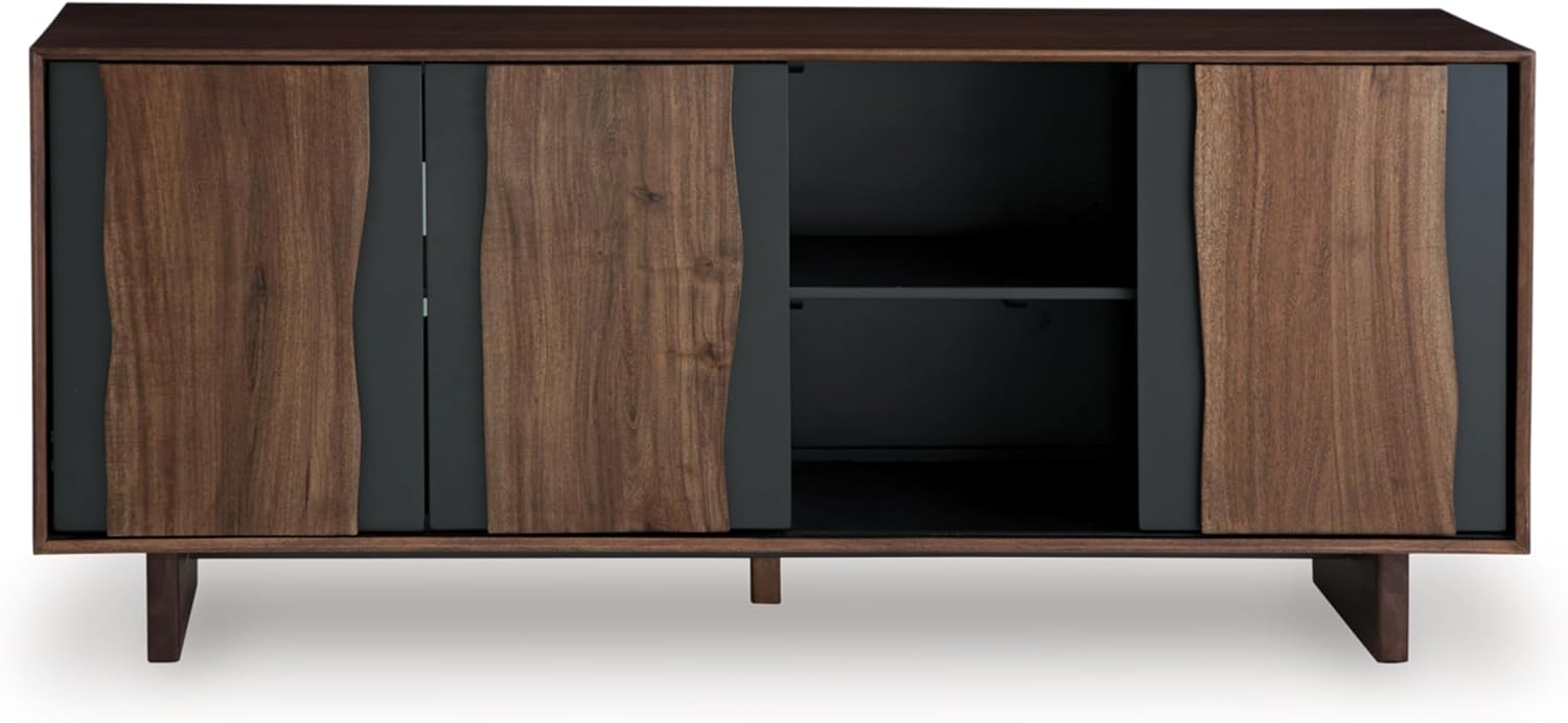 Signature Design by Ashley Welby Accent Cabinet, 71' Live Edge Storage Cabinet, Crafted with Acacia Wood, Acacia Veneer and Engineered Wood, Modern TV Stand Console, Brown/Charcoal