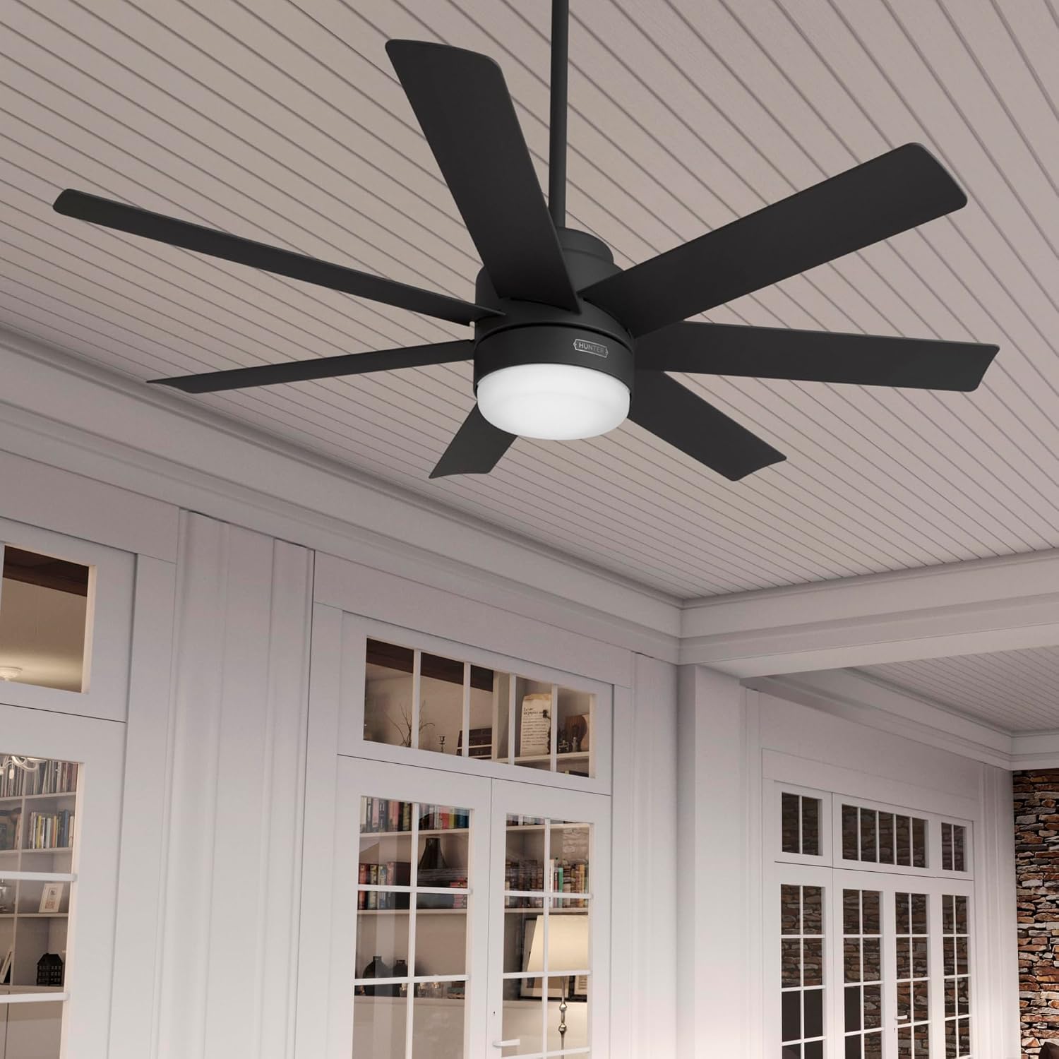 Hunter Brazos Outdoor with LED Light 52 inch Matte Black - Matte Black