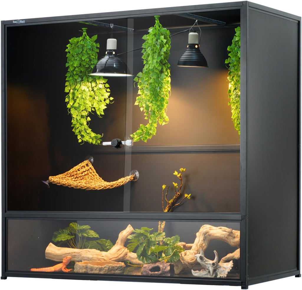 Reptile Tank 230 Gallon, 48'x24'x46' Large Reptile Enclosure for Bearded Dragon and Ball Python, Extra Tall Snake Terrarium with Front Opening Tempered Glass Door, Combination Lock