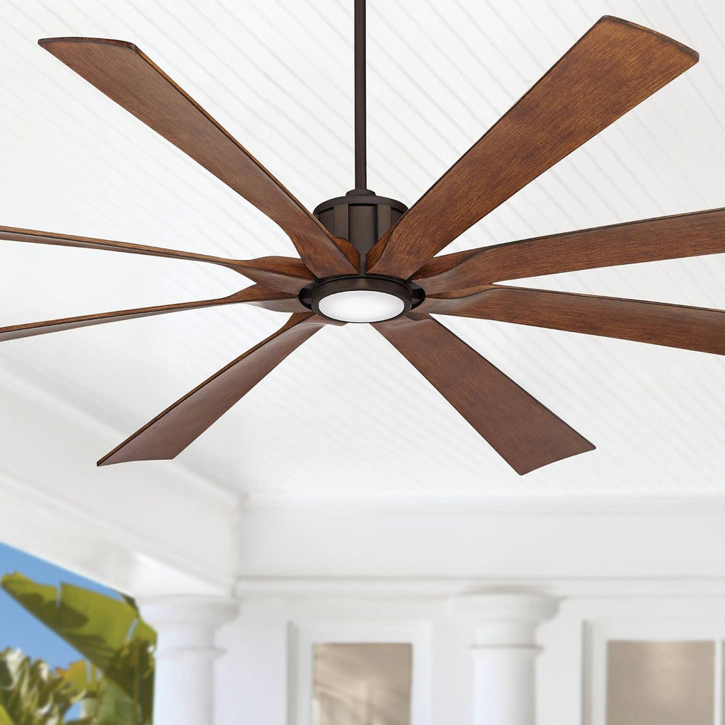 Possini Euro Design 80' Defender Rustic Farmhouse Outdoor Ceiling Fan with Dimmable LED Light Remote Control Oil Rubbed Bronze Damp Rated for Patio Exterior House Home Porch Gazebo Garage Barn