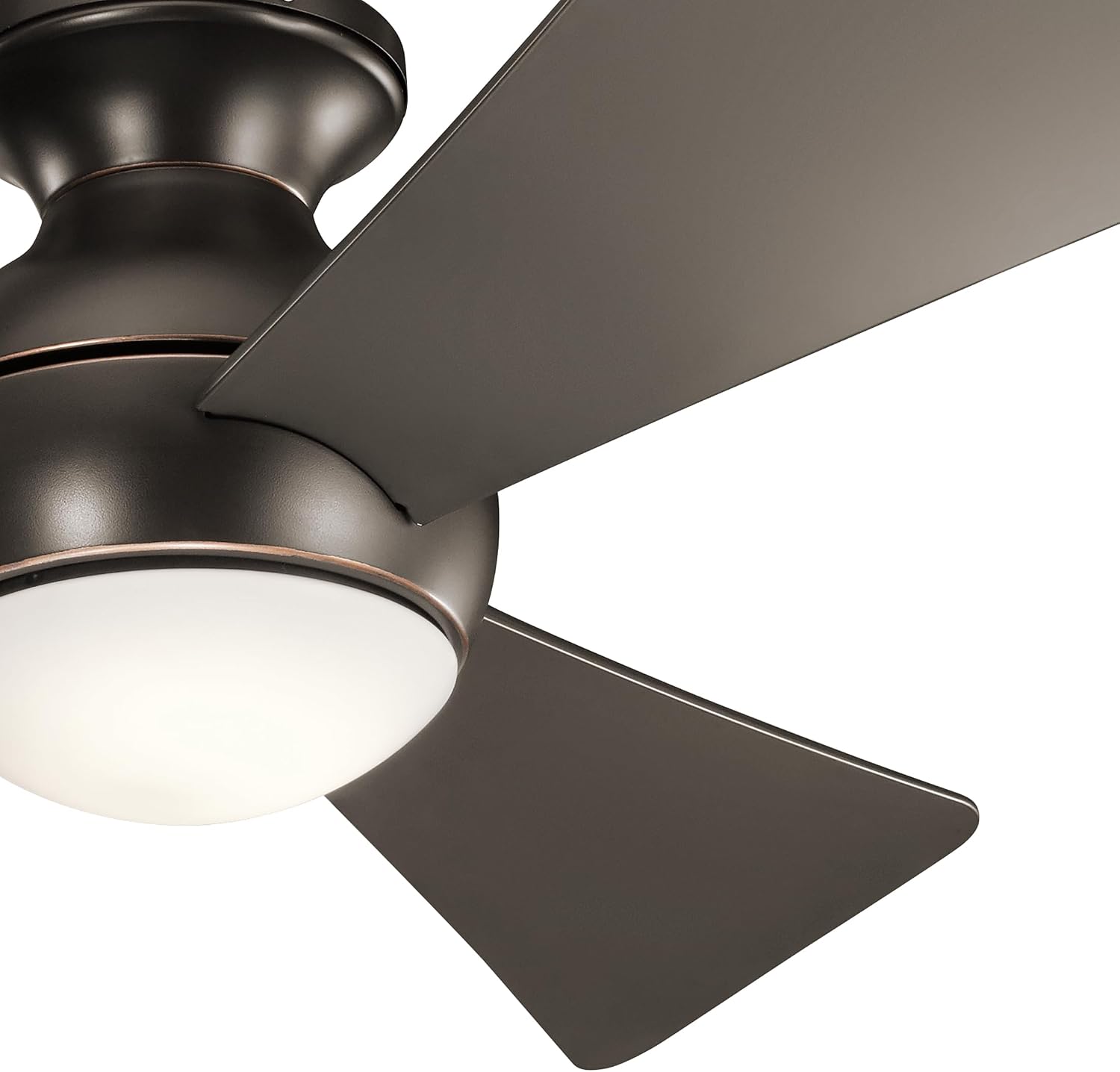 Kichler Sola LED 44' 3 Blade Fan with Etched Cased Opal Glass in Olde Bronze finish and Brown Blades
