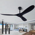 60' Ceiling Fans with Remote Control, No Lights, Modern Reversible DC Motor Indoor Outdoor 3 Blade Ceiling Fan for Patio, Living Room, Bedroom and Farmhouse (Black)