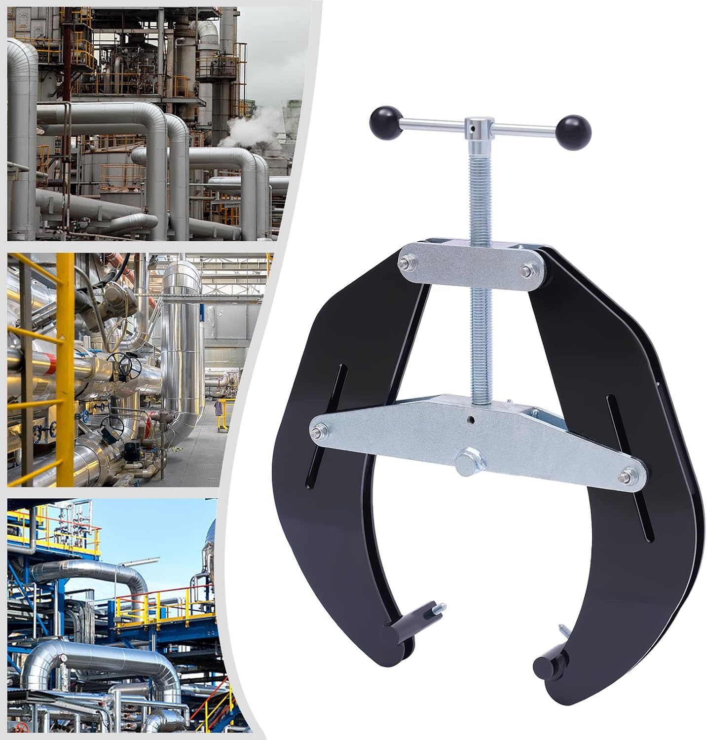 5-12 in Pipe Clamp Versatile Pipe Alignment Clamp Heavy Duty Pipe Clamp with T-shaped Handle Pipe Alignment Tool, Strong Hand Tools for Pipe Fitting Fit Up and Welding,Black