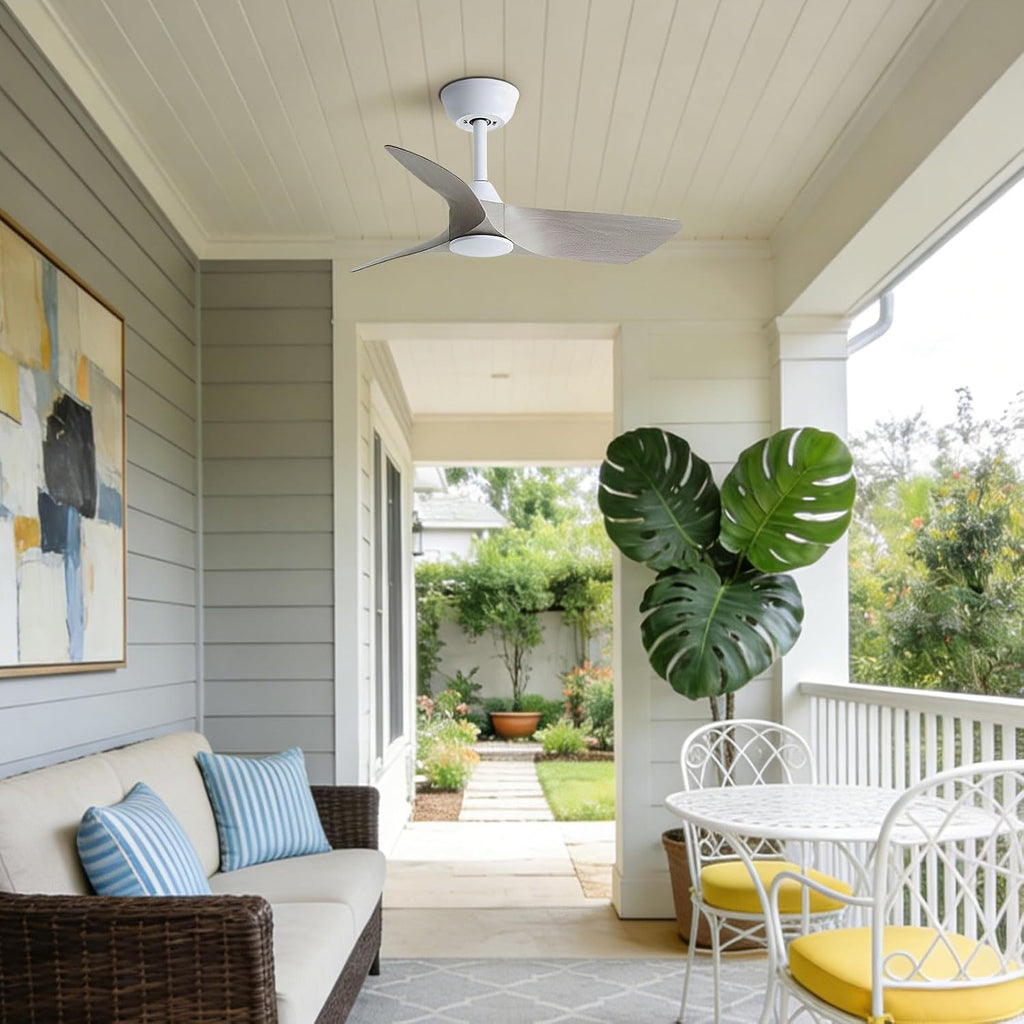 30 Inch Small Ceiling Fan No Light with Remote, White Gray Blades | 30 inch small ceiling fans without light. 6 speeds reversible DC motor timer for bedroom kitchen small room covered patio