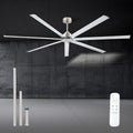 Minislak 96 Inch HVLS Aluminum 7 Blades Industrial & Commercial Ceiling Fan no Light,8ft High CFM DC Motor,6-Speed,Indoor Outdoor Ceiling Fan for Patio,Garage,Shop,Library(Brused Nickel)