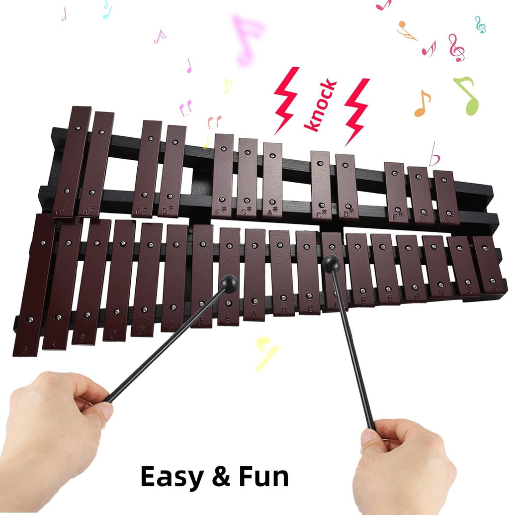 Foldable Glockenspiel Xylophone, 30 Note Glockenspiel, Xylophone 5mm Thickness Aluminum Bars Percussion Musical Instrument with Carrying Bag 2 Mallets Gift for Beginners Students
