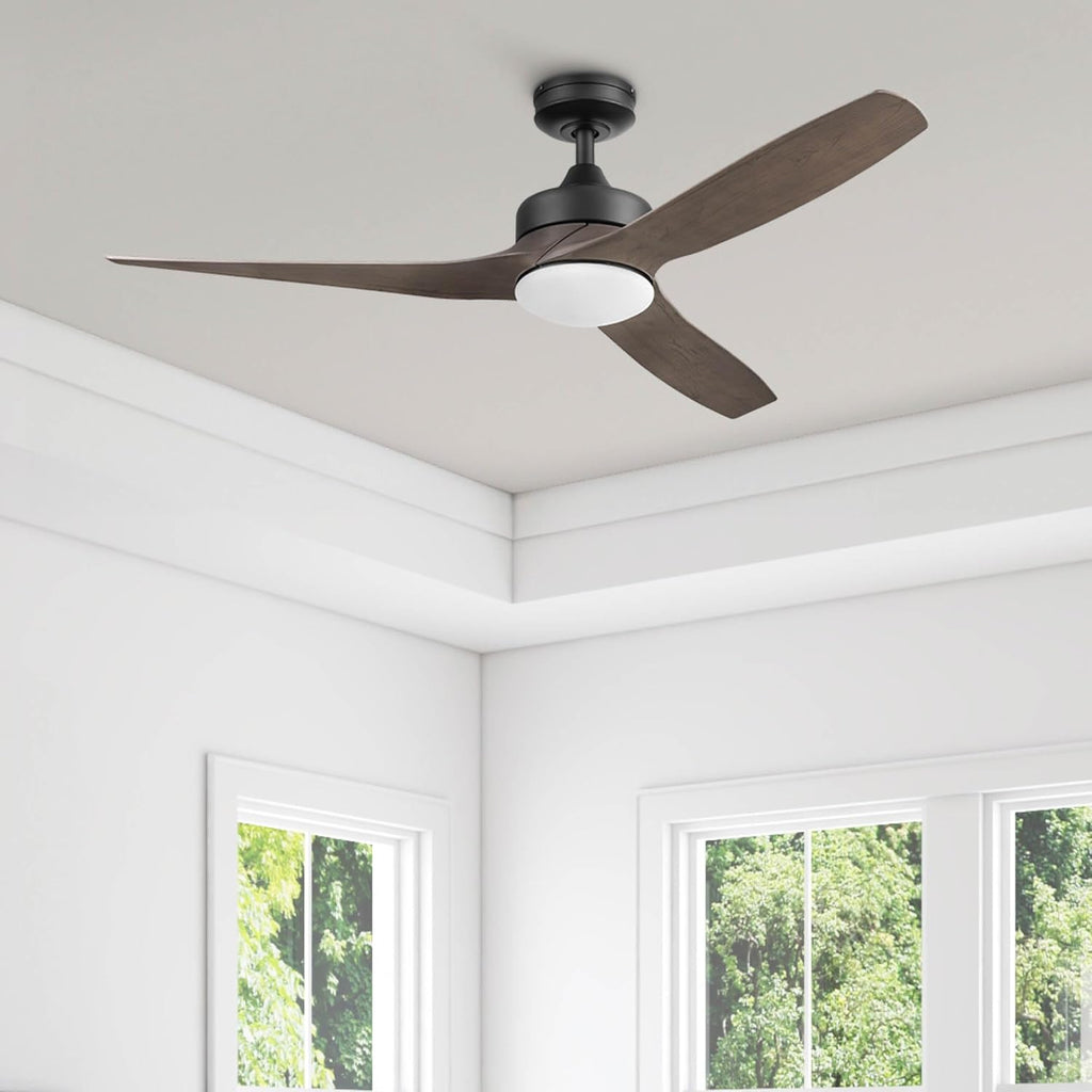 Honeywell Ceiling Fans Lynton, 52 Inch Indoor Outdoor Ceiling Fan with Color Changing LED Light, Remote Control, Charcoal Brown High Performance Blades, Reversible Airflow - 51853-01 (Black)