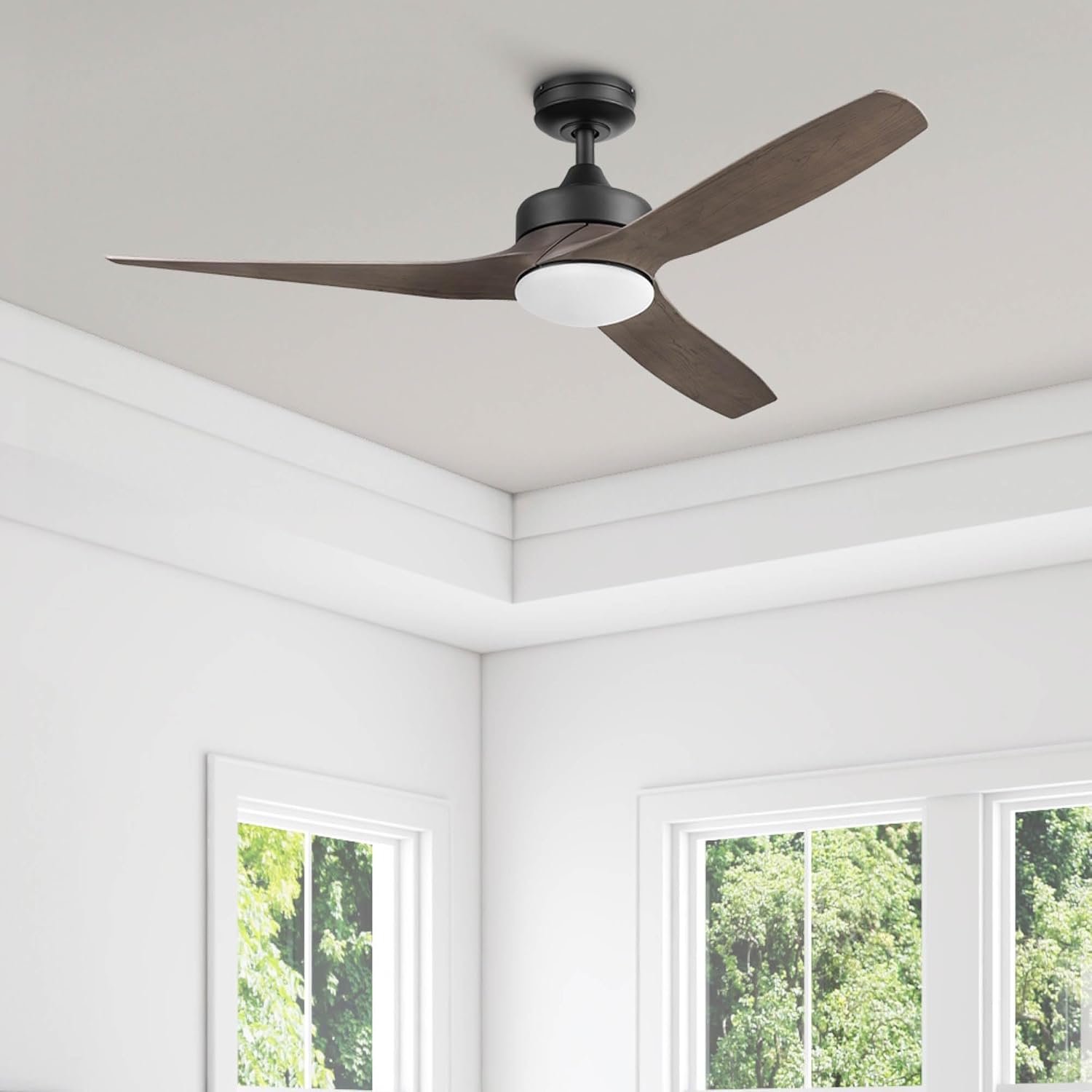 Honeywell Ceiling Fans Lynton, 52 Inch Indoor Outdoor Ceiling Fan with Color Changing LED Light, Remote Control, Charcoal Brown High Performance Blades, Reversible Airflow - 51853-01 (Black)
