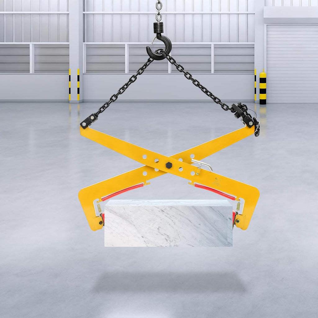 1764lbs Heavy Duty Stone Lifting Clamp 14'-35' Opening Adjustable Stone Clamp Scissor Lifter Clamp for Carrying & Vertical Transport of Concrete Blocks, Slate Sheets, Granite Slab, Timber (Yellow)