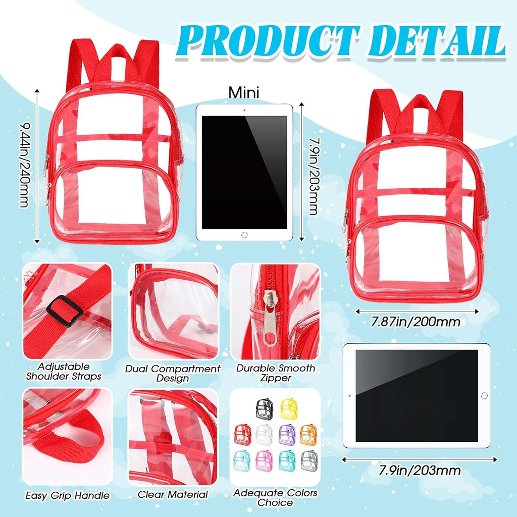 Aliceset Clear Backpack Bulk Waterproof Transparent Colorful Bookbag Donation Supply Kits for Women Men(9 Inch,30 Pcs)