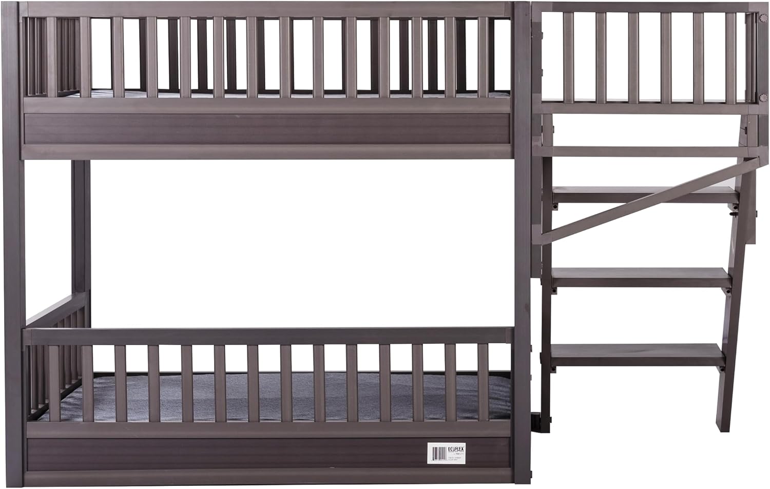 New Age Pet ECOFLEX Aspen Dog Bunk Bed in Grey, Memory Foam Cushions, Wide Stairs, Non Toxic, Easy Assembly