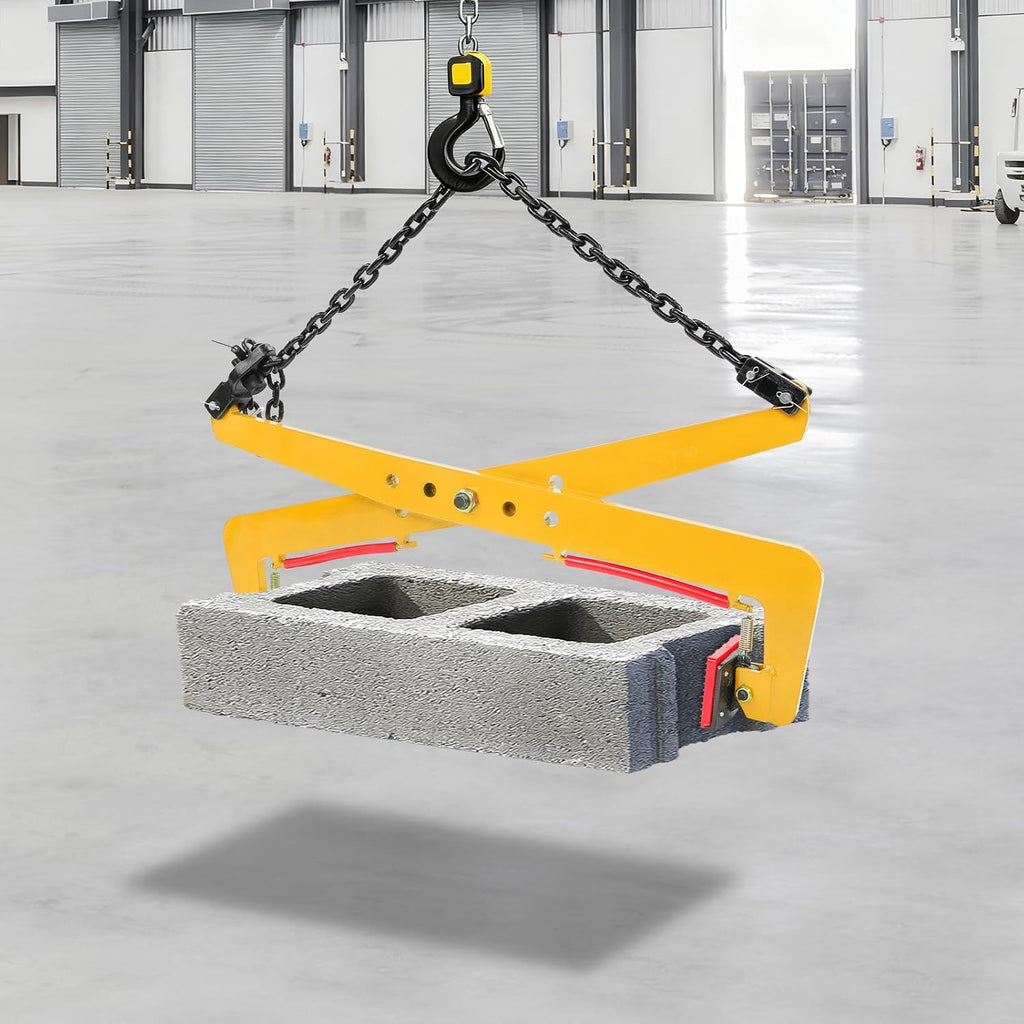 1764lbs Heavy Duty Stone Lifting Clamp 14'-35' Opening Adjustable Stone Clamp Scissor Lifter Clamp for Carrying & Vertical Transport of Concrete Blocks, Slate Sheets, Granite Slab, Timber (Yellow)
