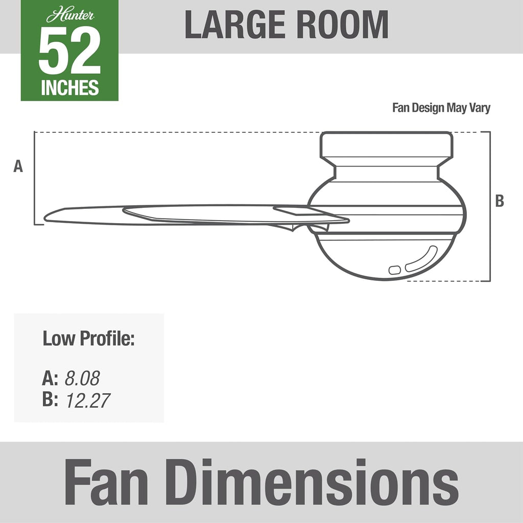Hunter Fan 52 inch Indoor Ceiling Fan with LED Light, Brushed Nickel Ceiling Fan with Remote for Bedroom, Office or Living Room, 4 Blades (Renewed)