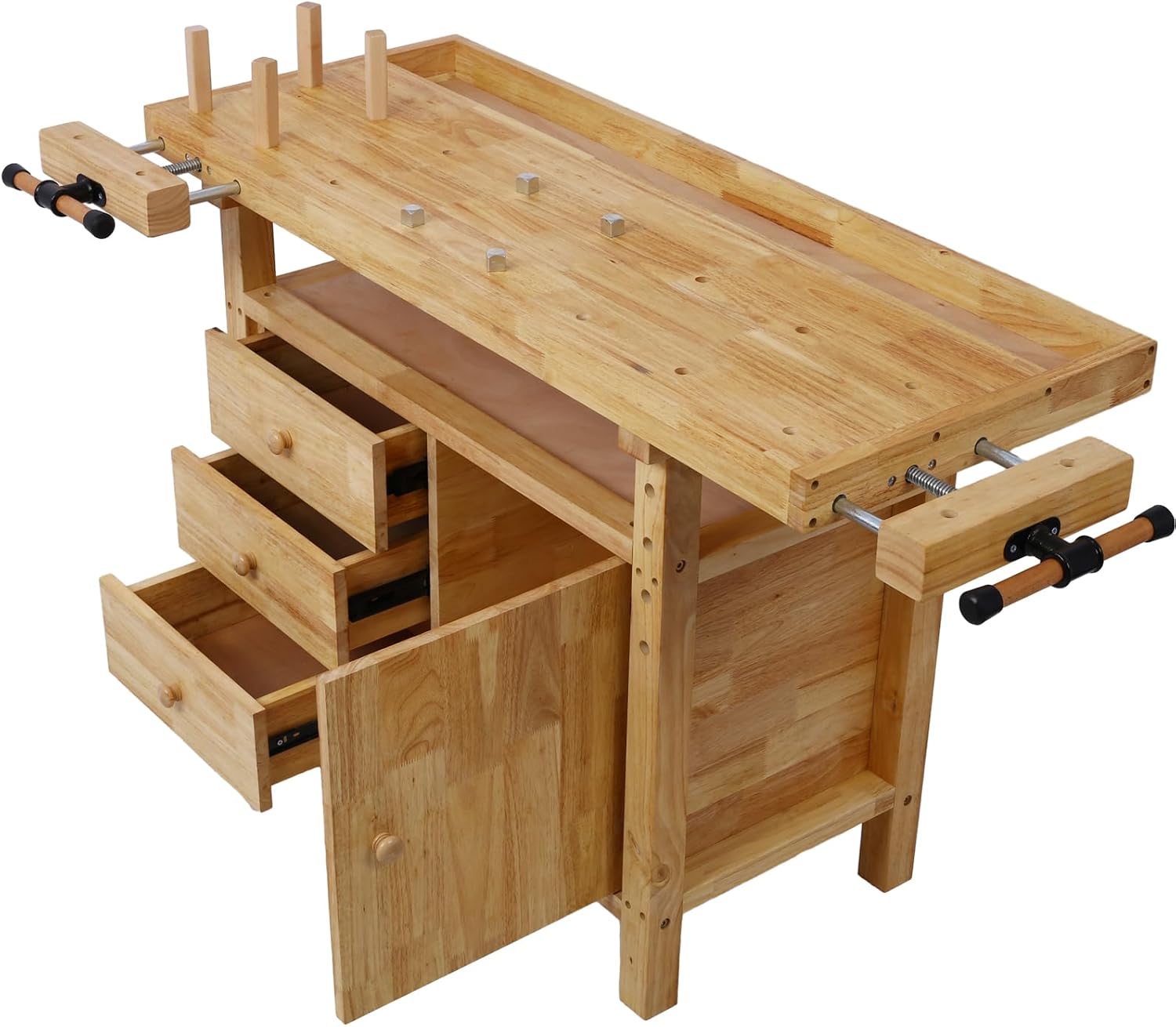 Wood Workbench - Wooden Workbench for Garage Workshop and Home, with Bar Clamps Throat (4, 2 Pcs 12' x 3' & 2 Pcs 24' x 4.8')