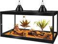 PROLEE Bearded Dragon Tank,60 Gallon Reptile Tank with Meatl Mesh Roof and Front Sliding Door, Lizard Tank,Spacious Reptile Enclosure for Snakes,Lguanas, Chameleons (Black)