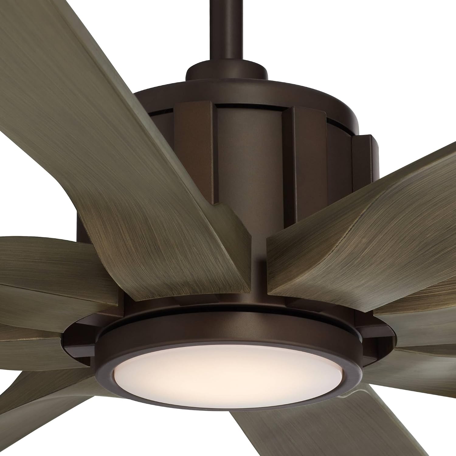 Possini Euro Design 70' Defender Large Farmhouse Rustic Indoor Outdoor Ceiling Fan 8 Blade LED Light Remote Control Oil Rubbed Bronze Motor Oak Finish Blades Bedroom Patio Living Room Damp Rated