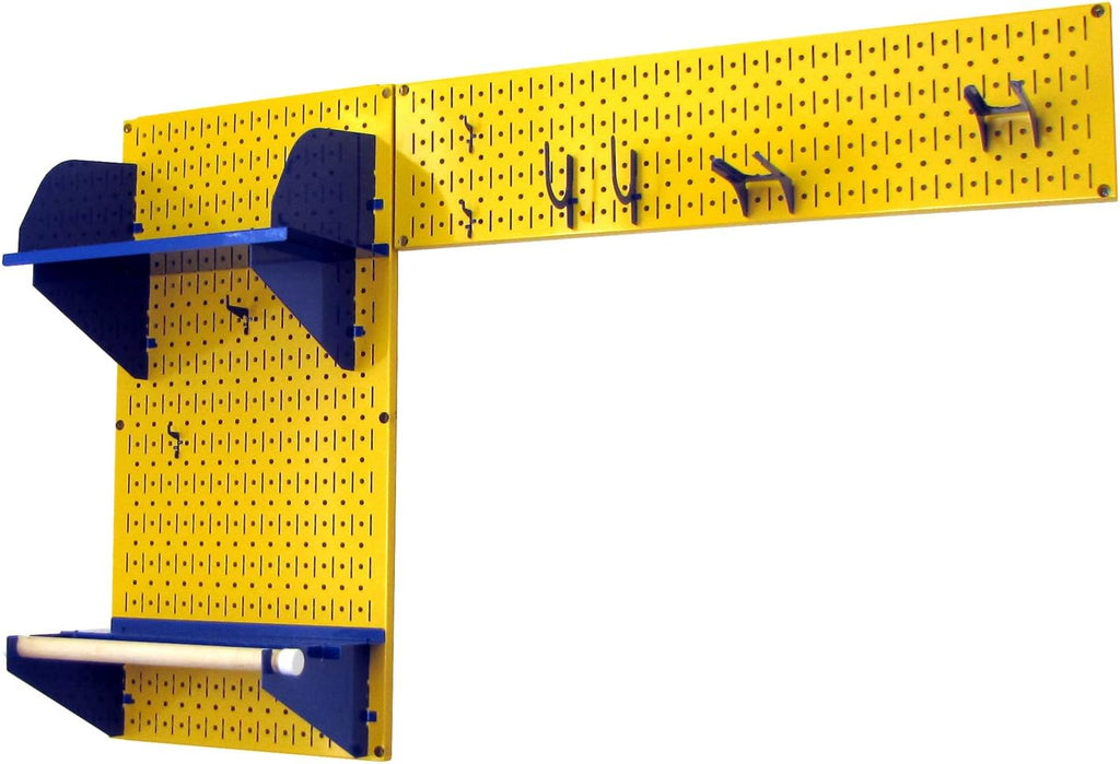 Wall Control Pegboard Garden Supplies Storage and Organization Garden Tool Organizer Kit with Yellow Pegboard and Blue Accessories