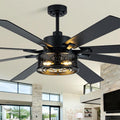 Dawn Whisper 72 Inch Ceiling Fans with Lights Black Farmhouse Ceiling Fan with Remote Quiet Reversible DC Motor 6 Speeds 8 Blades