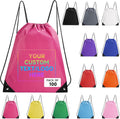 Custom Bags With Logo 100 Pack,Promotional Items Personalized Drawstring Backpack Bags Great for Gym and Everyday Use (Rose Red)