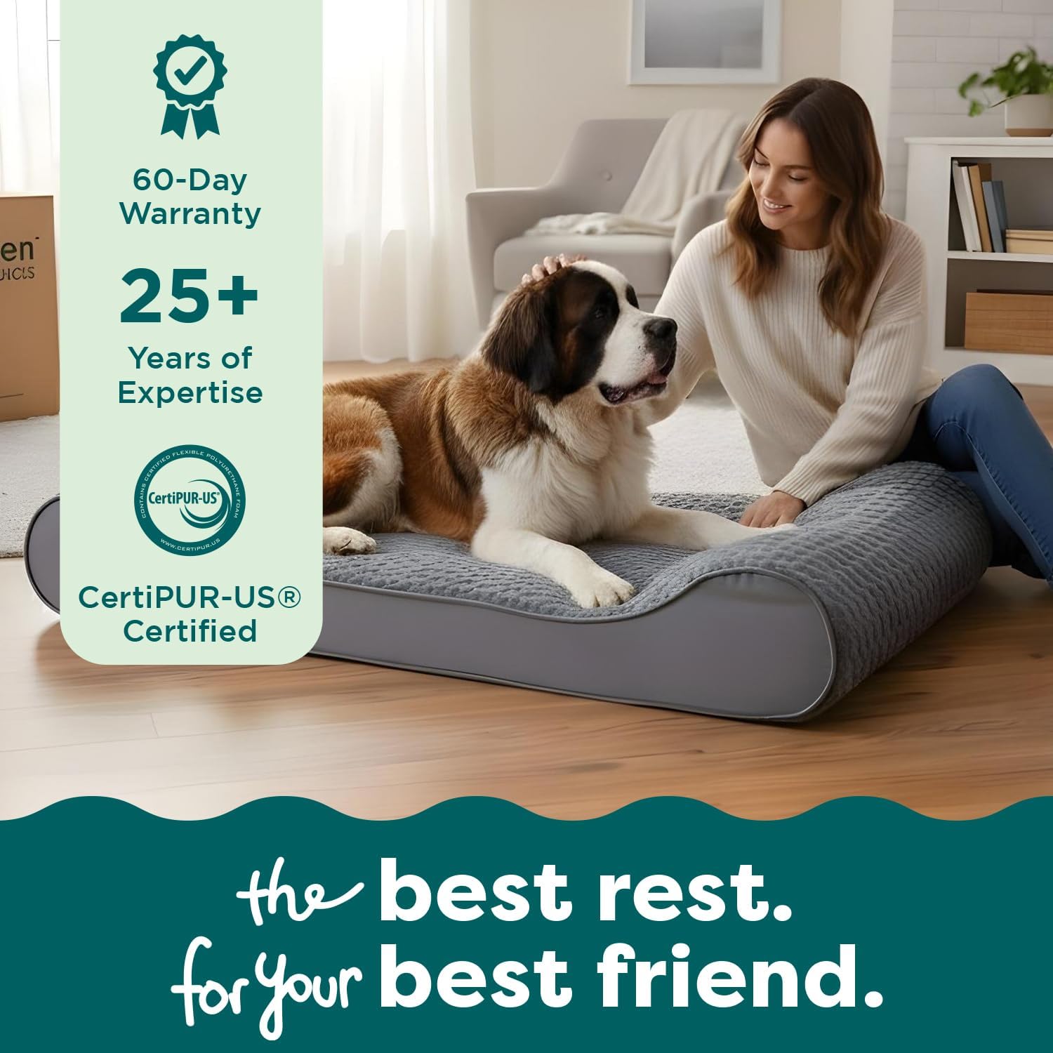 FurHaven Orthopedic Dog Bed for Large Dogs, Luxe Lounger Contour Mattress with Solid Orthopedic Foam Slab for Joint Support, Removable Washable Cover, Giant XXXL, Plush Suede, Gray