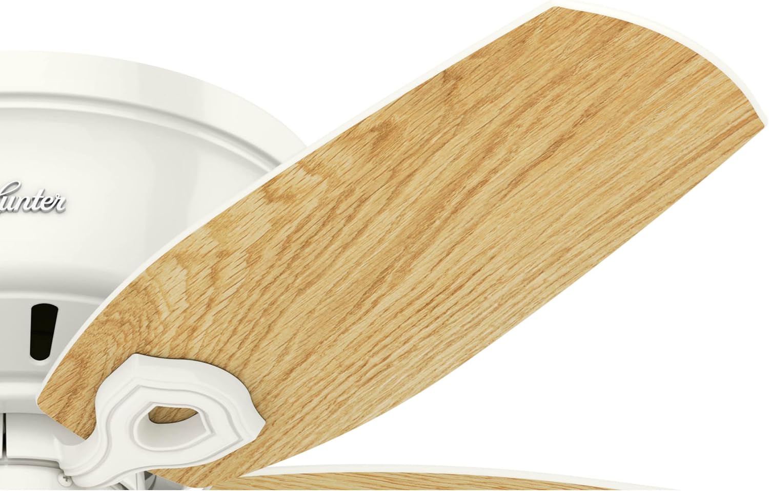 Hunter 42 inch Indoor Ceiling Fan with LED Lights - White Ceiling Fan with Pull Chain, For Bedroom, Living Room, or Kitchen, Low Profile Flush Mount, No Remote, 5 Blades - Builder 51090, Snow White