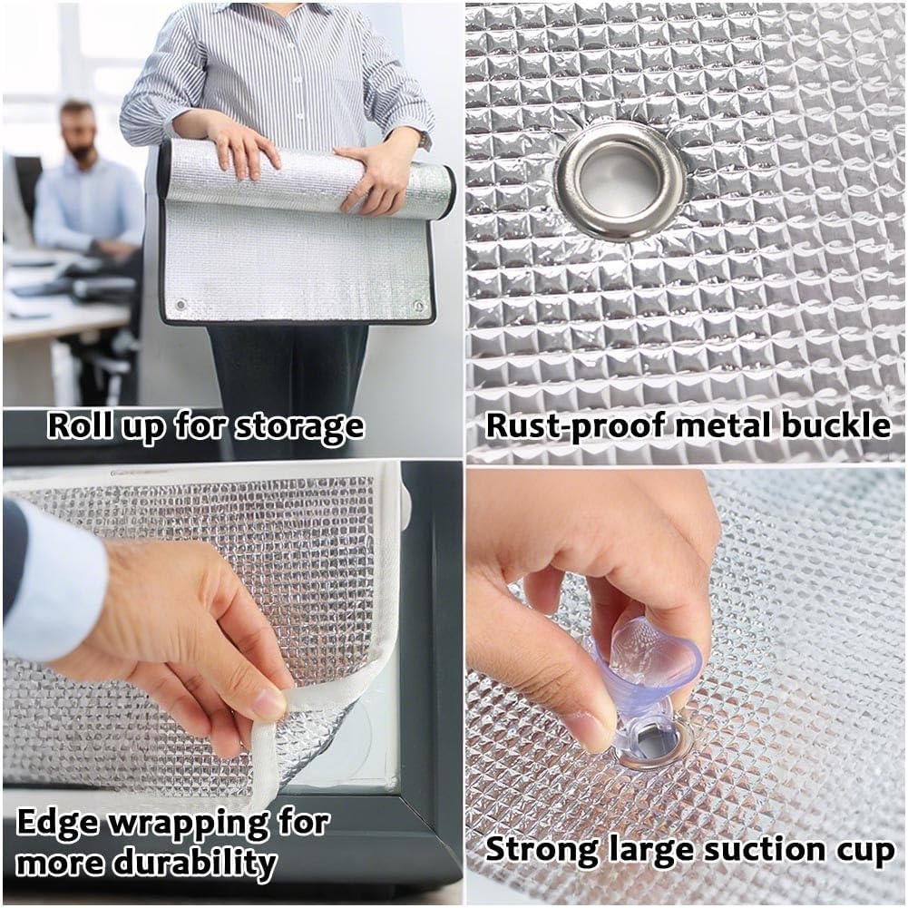 Roof Window Film Heat Reflector Privacy Films Blackout Window Cover Sunshade Anti-Glare For Office Bathroom Home Thermal 8mm Aluminum Foil(142 x 241cm/56'x95')