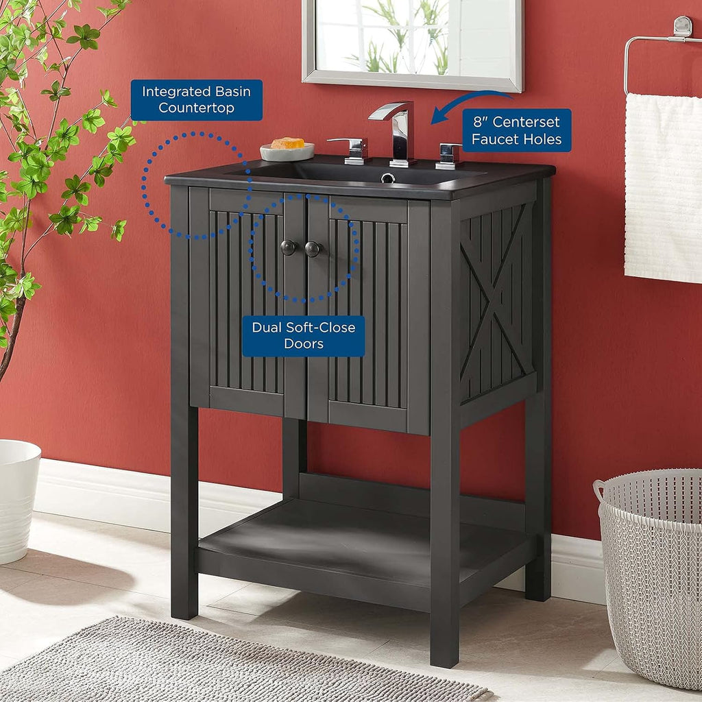 Sink Vanity Cabinet, Wood, Grey Gray Black, Modern Contemporary, Hotel Bedroom Bathroom Master Suite