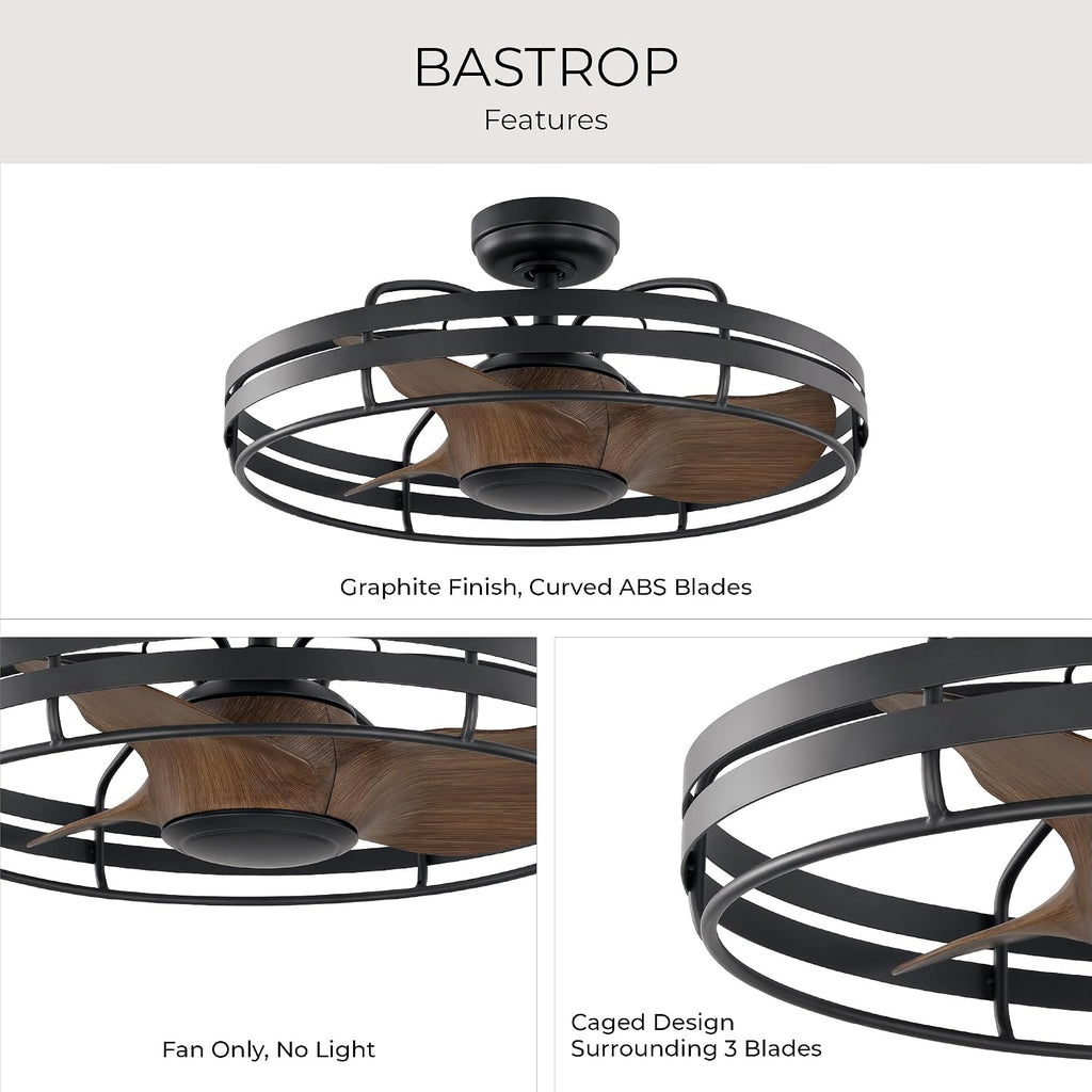Progress Lighting P250096-143 Bastrop 26' Damp Rated Ceiling Fan, Graphite