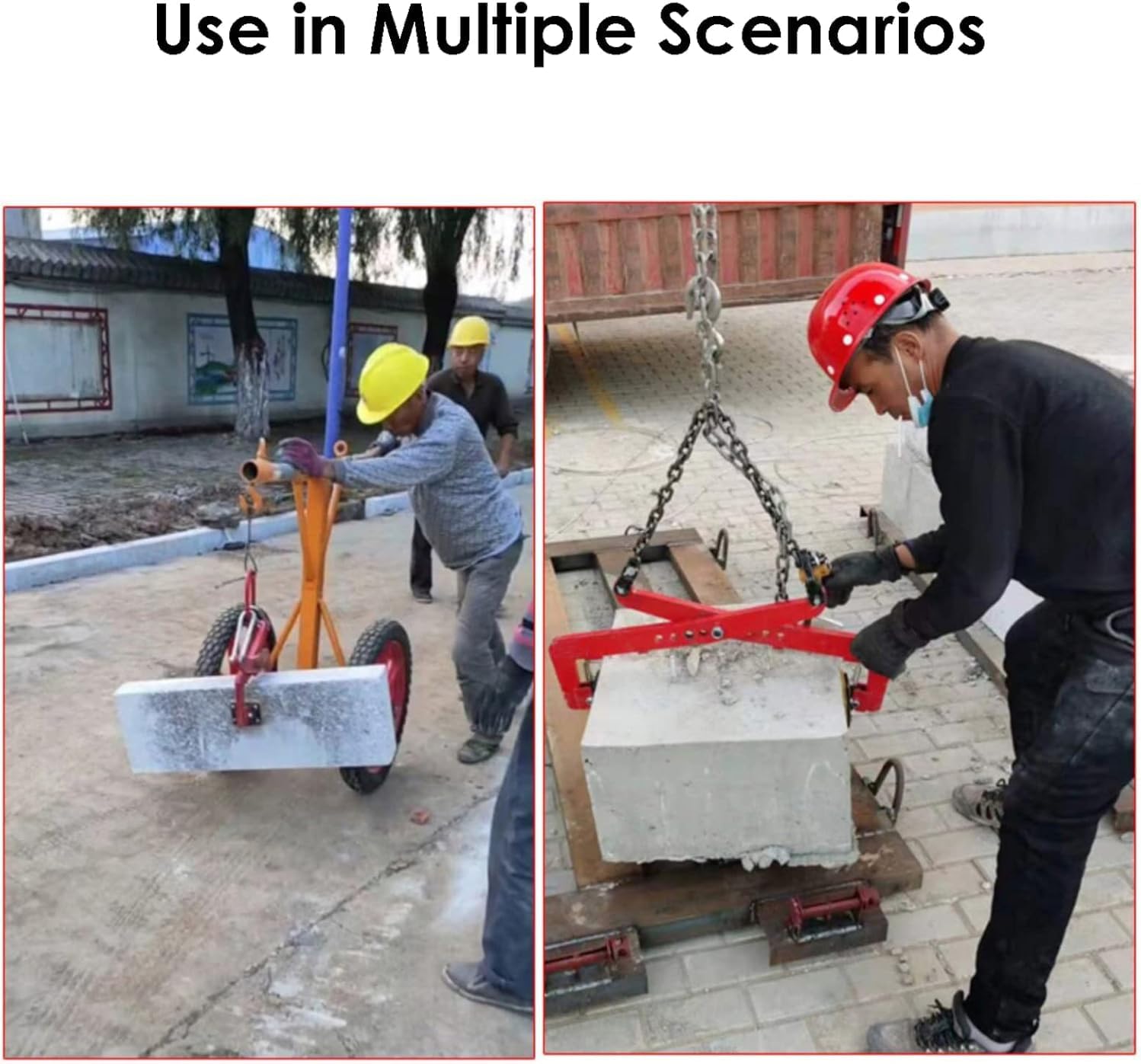 Stone Lifting Clamp, Granite Slab Lifting Clamp, Clamps with Chain Vertical Plate, for Lifting and Transporting Hanging Stone Fixture Clip Slate(One Color-12in)