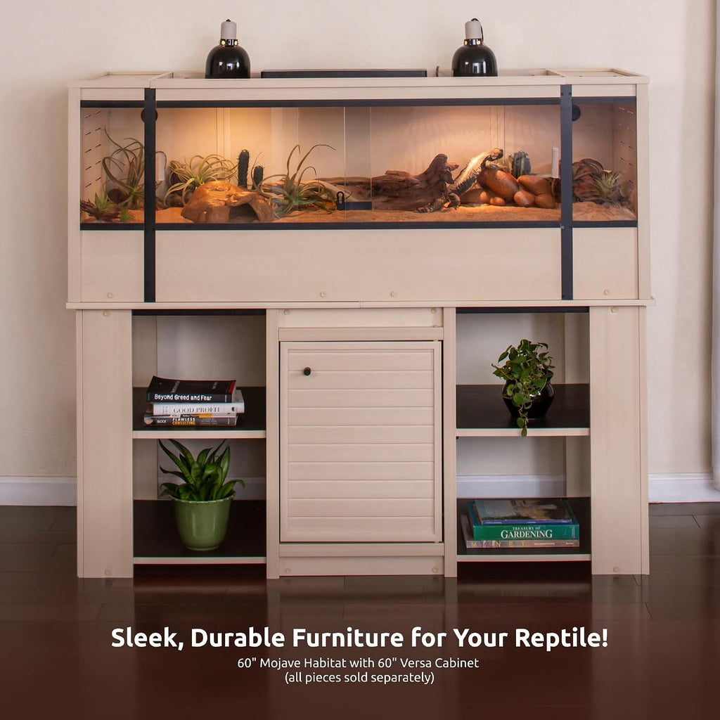 New Age Pet ECOFLEX 60' Wide X-Large Reptile Habitat, Mojave Lounge for Snakes, Tortoises & Lizards in Maple, Black & Grey, Easy Assembly, Sliding Glass Doors & Mesh Top