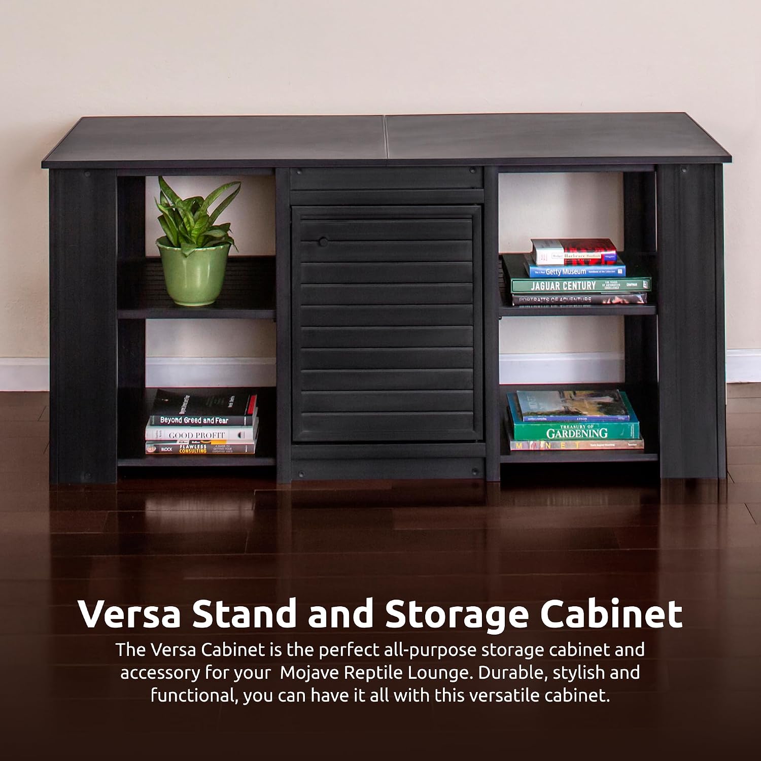 New Age Pet ECOFLEX 60' Storage Cabinet for Pets in Black, Durable Wood Plastic Composite, Non Toxic, Easy Assembly, Ideal for Bedding, Food, Toys, XL Mojave Reptile Lounge Compatible