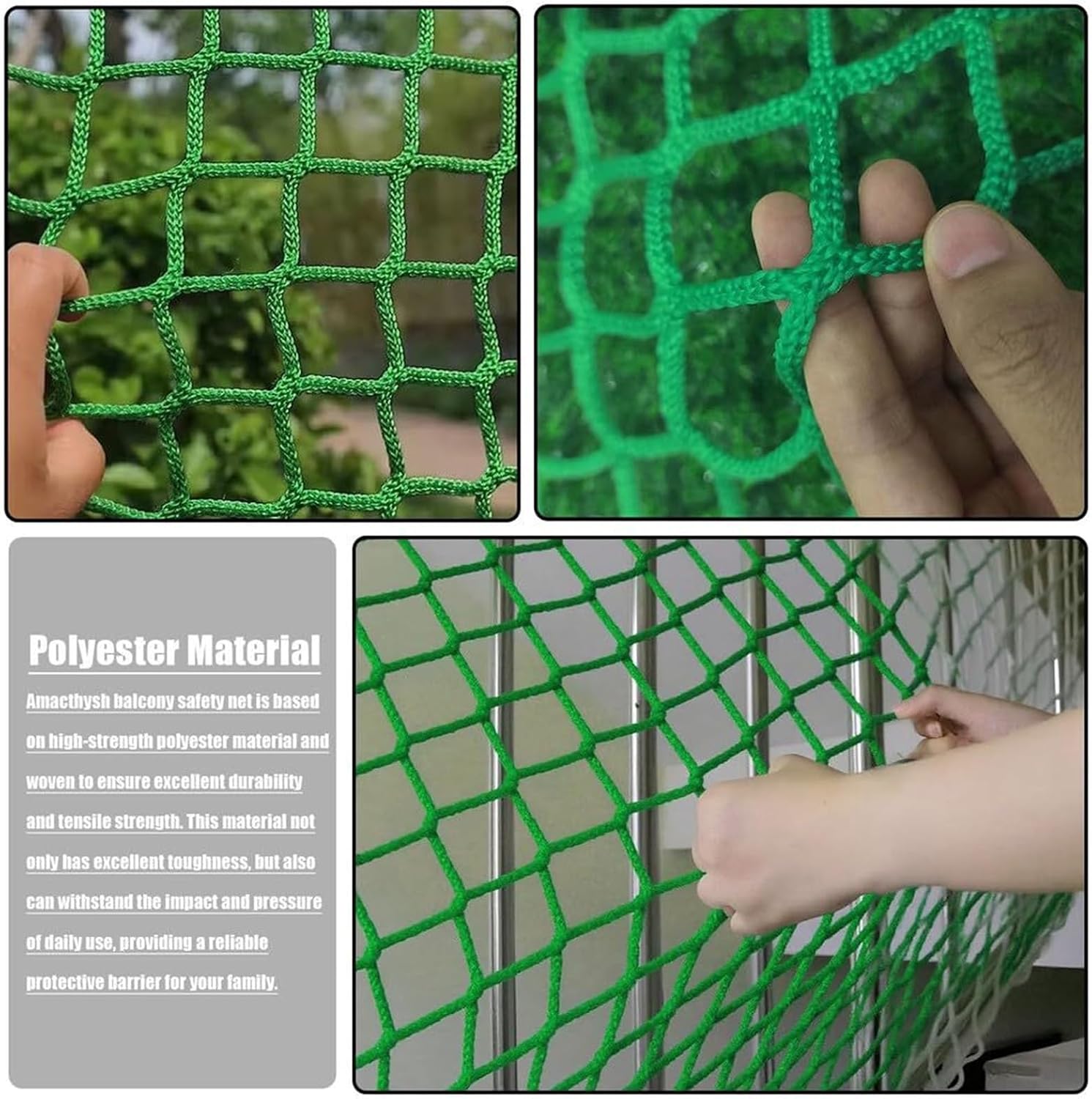 Safety Rope Net for Kids Balcony Netting for Pets Stair Railings Protection Nets Playground Sports Nets Green Climbing Safety net(1 * 7m)