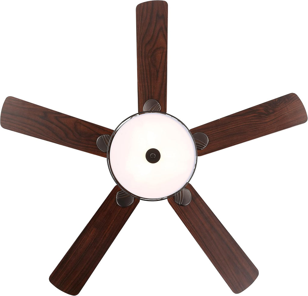JONATHAN Y 52' Oil Rubbed Bronze/White Modern Glam LED Ceiling Fan with Remote, 3-Light Indoor Fan with 5 Reversible Blades, White Fabric Drum Shade for Living Room, Bedroom, ETL Listed (JYL9607B)